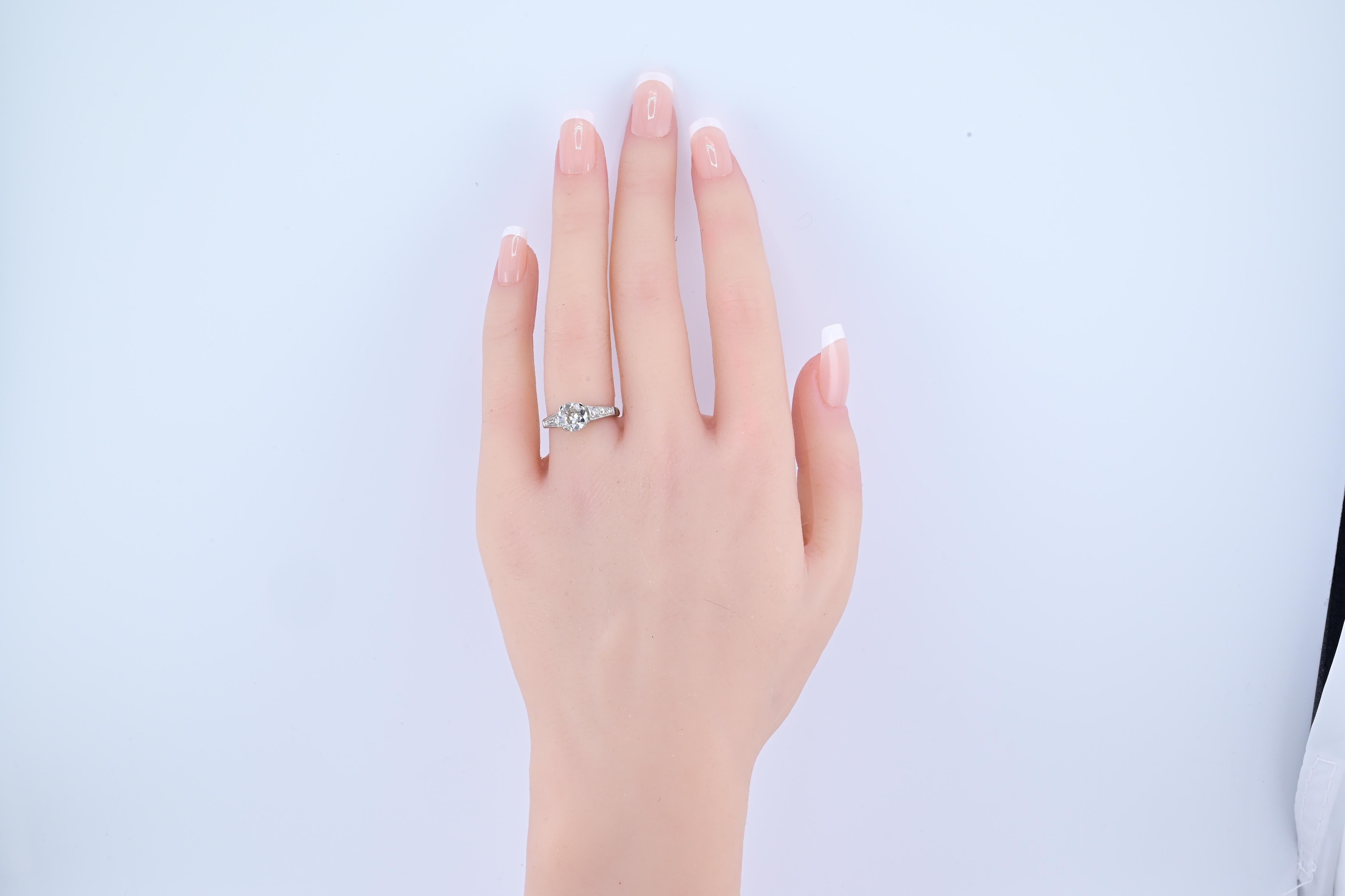 Old European Cut Fantastic Antique Diamond Ring With Old Euro Center Diamond