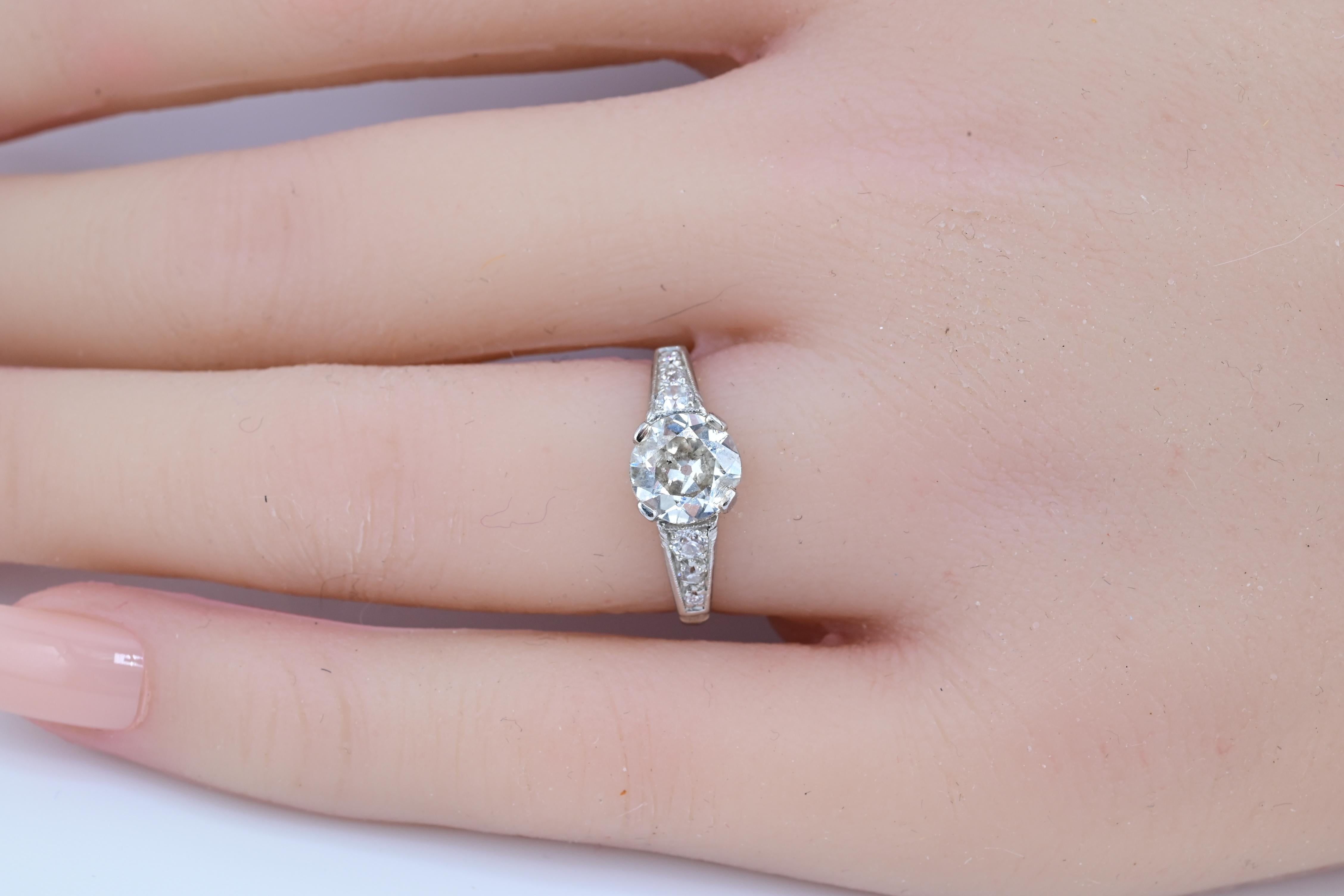 Fantastic Antique Diamond Ring With Old Euro Center Diamond 1