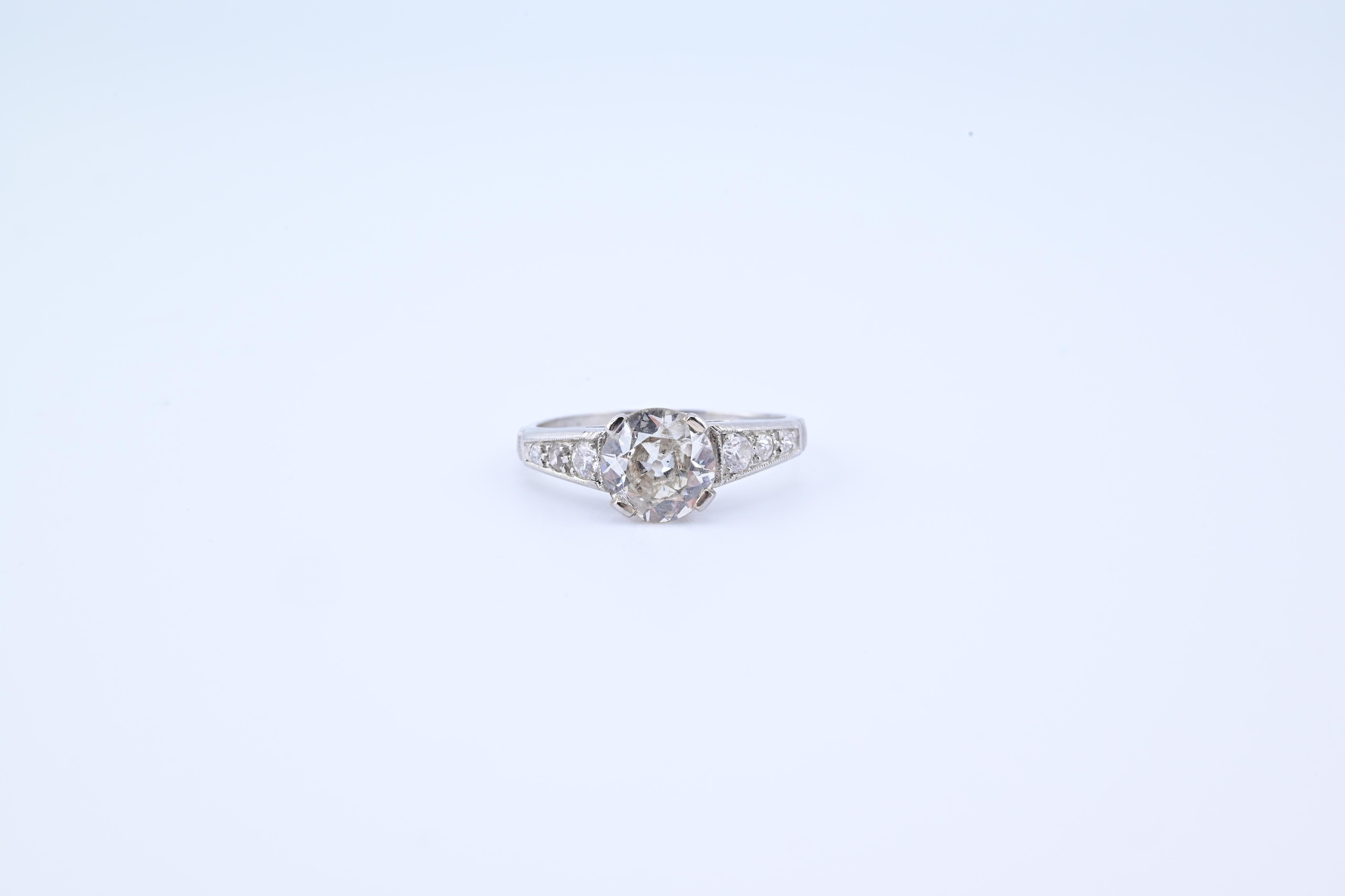 Fantastic Antique Diamond Ring With Old Euro Center Diamond 2