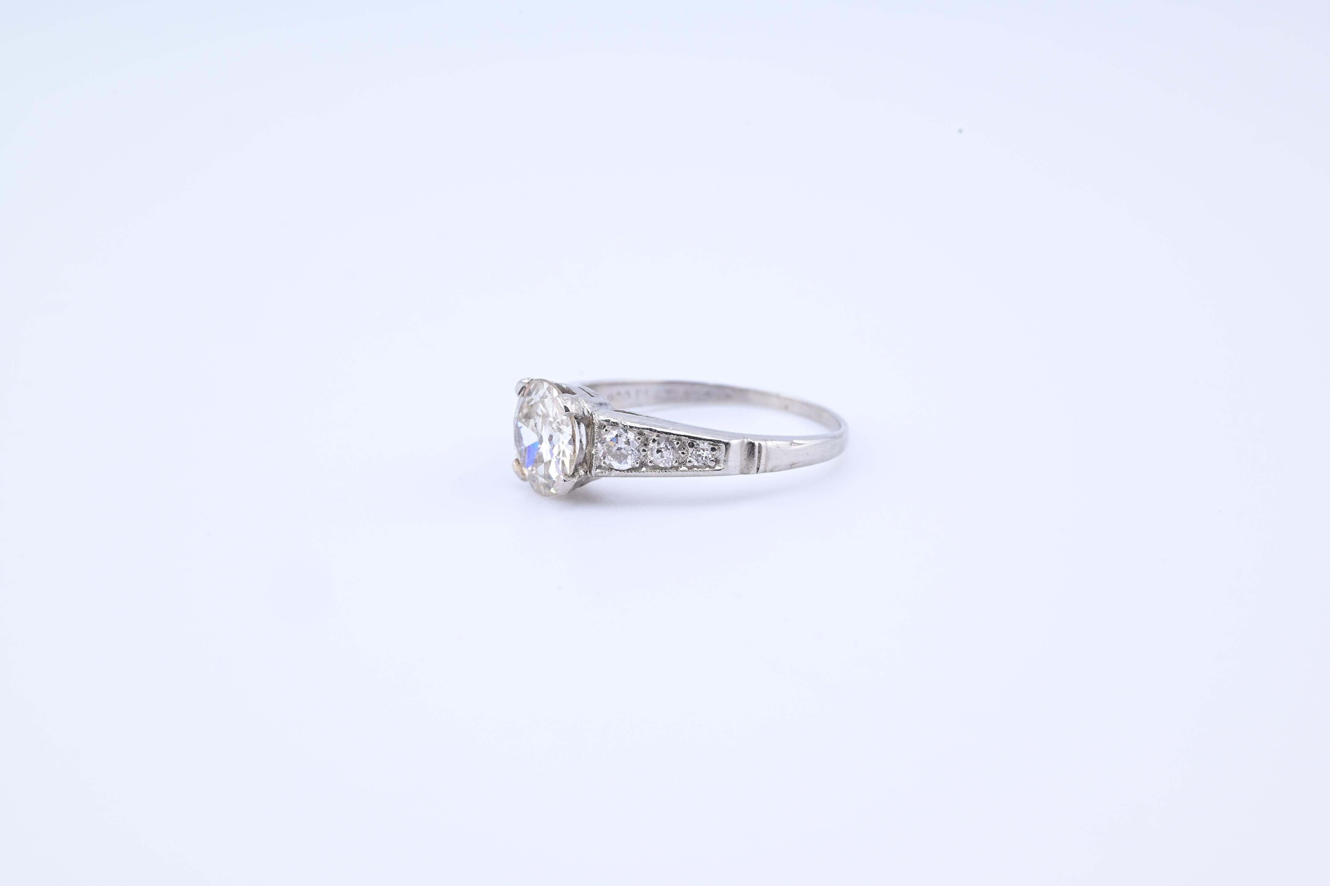 Fantastic Antique Diamond Ring With Old Euro Center Diamond 3