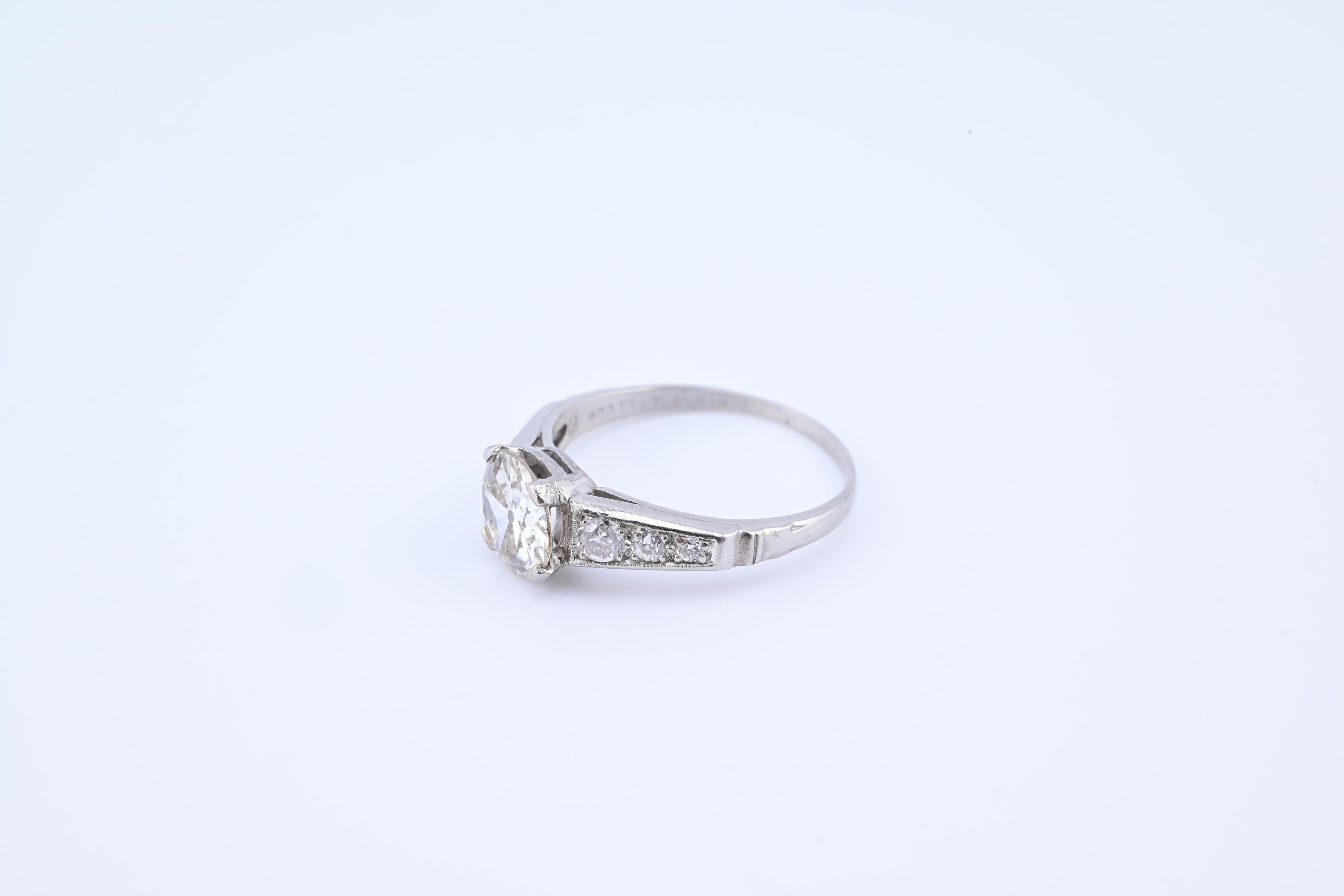 Fantastic Antique Diamond Ring With Old Euro Center Diamond 4
