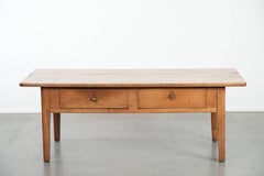 Fantastic antique French coffee table made of fruitwood with two drawers