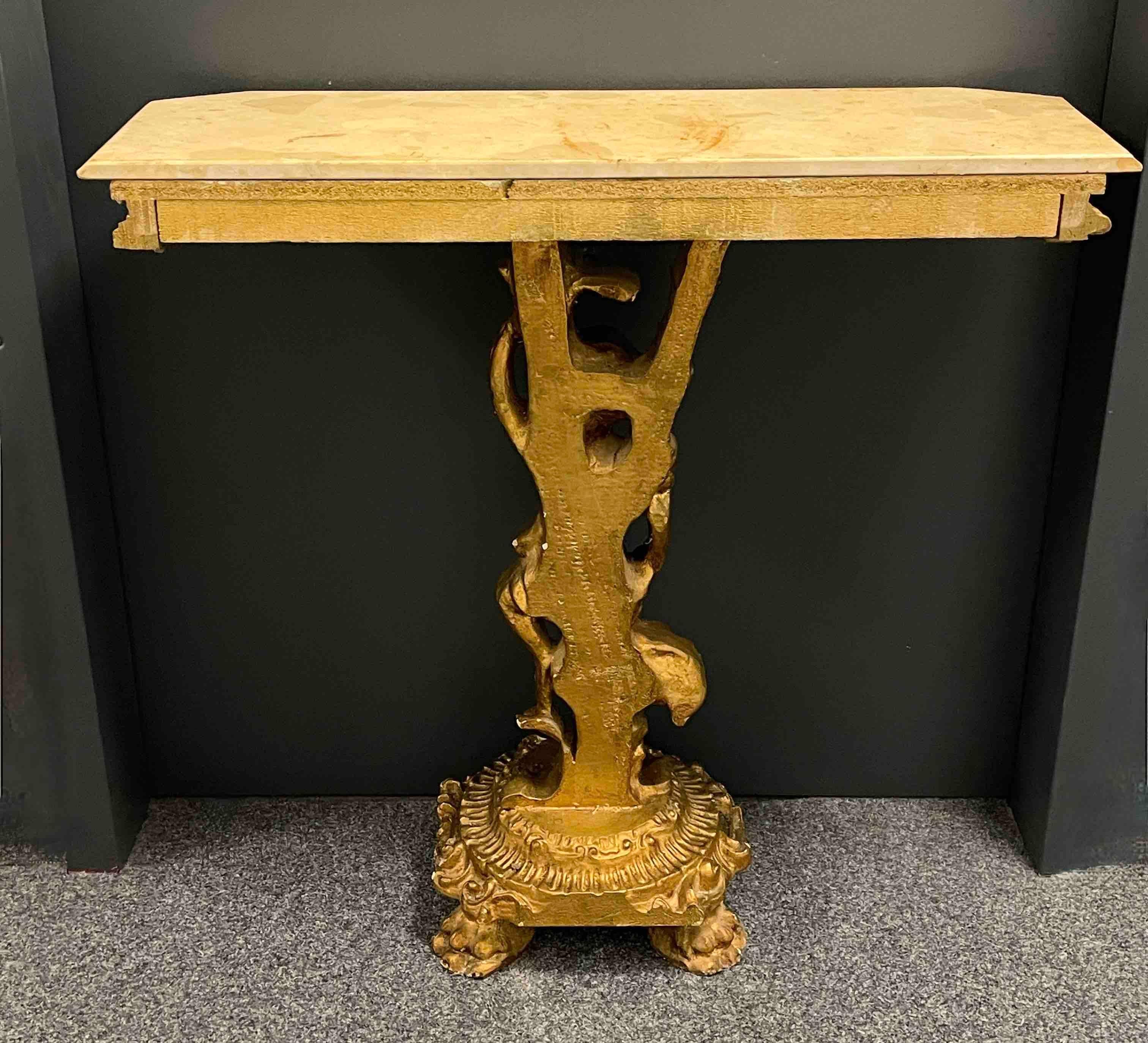 Fantastic Antique Gilt Wood Cherub Console, Hollywood Regency 1950s 10