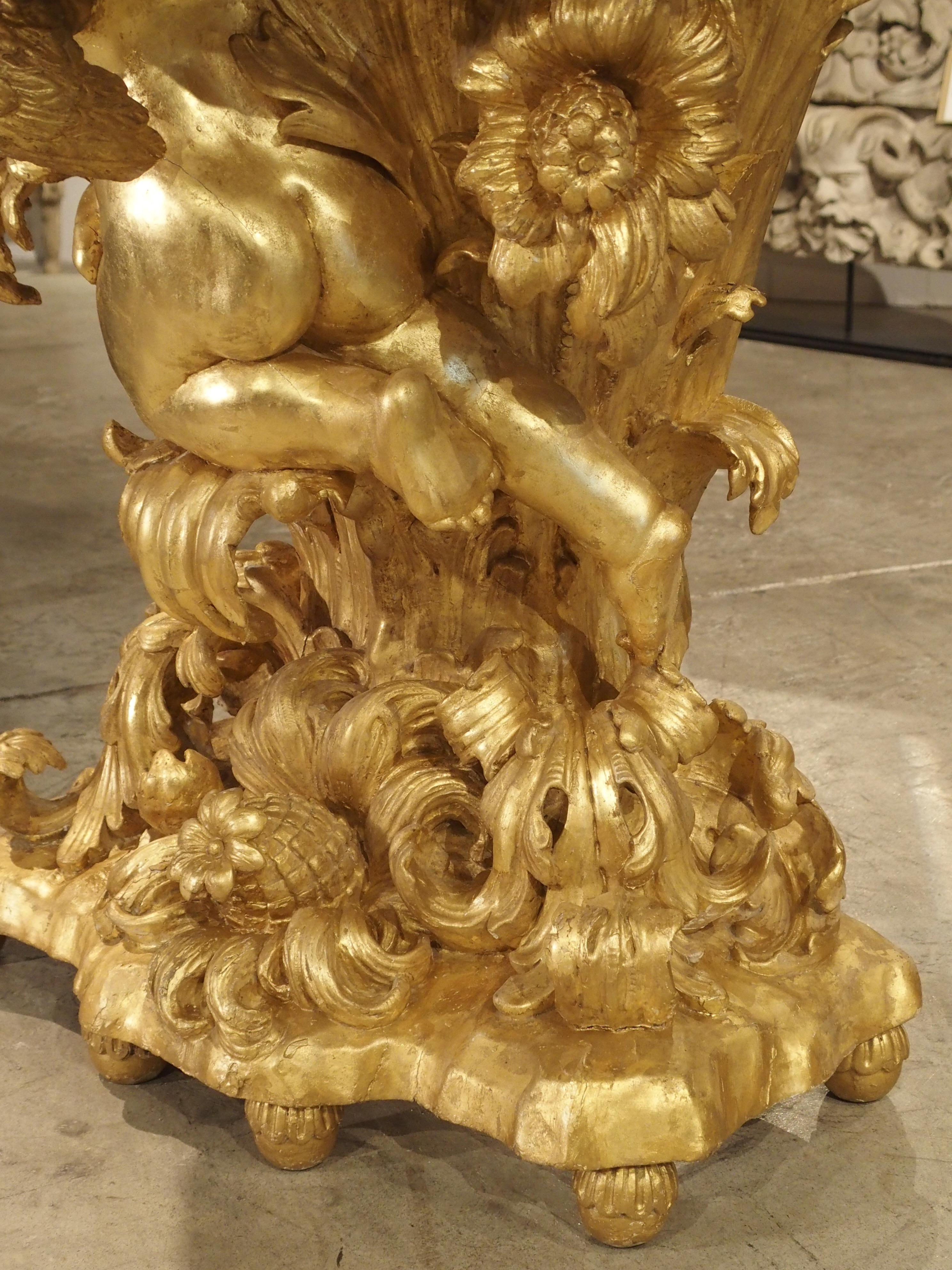 Fantastic Antique Giltwood Cherub Console, circa 1750 6