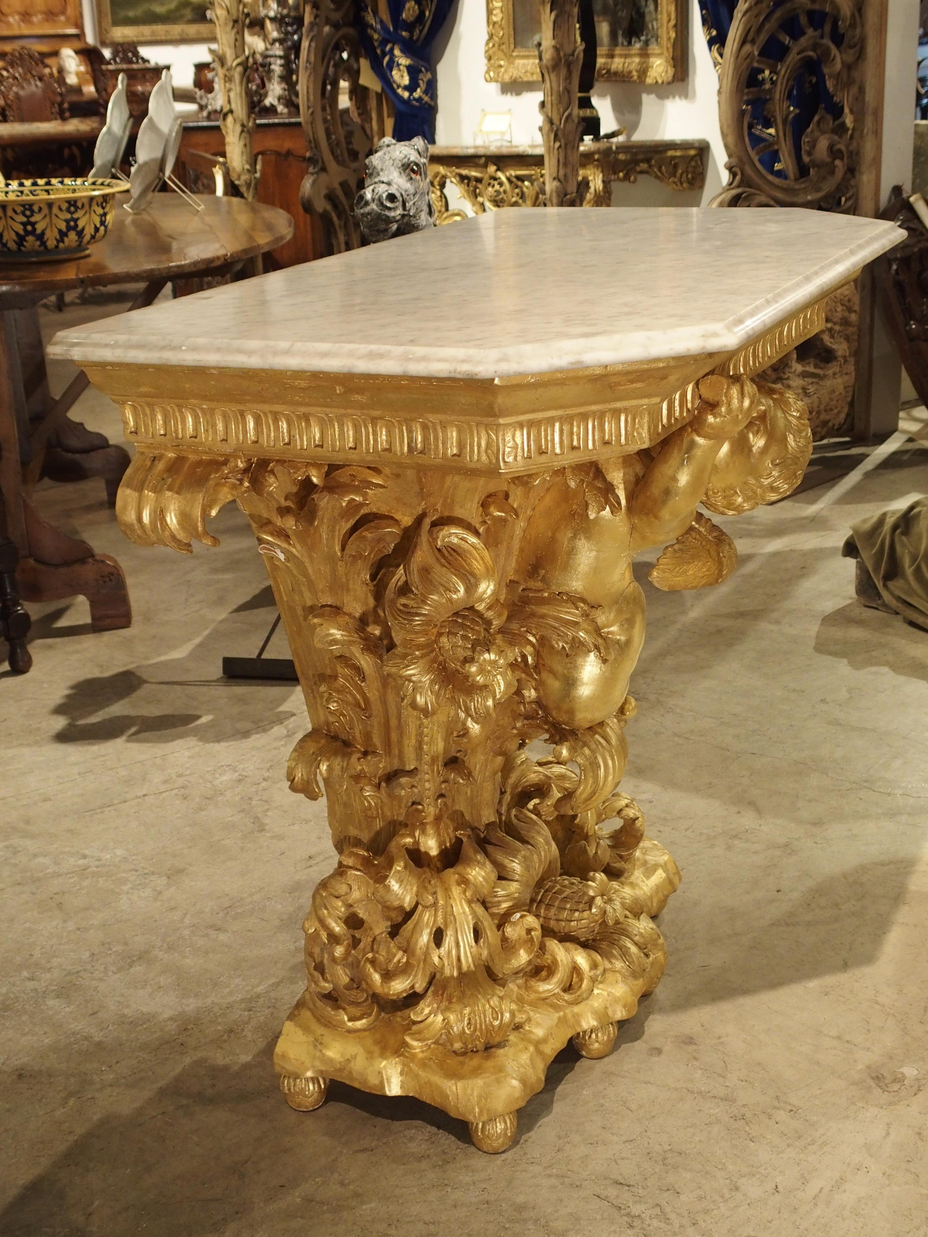 Fantastic Antique Giltwood Cherub Console, circa 1750 7