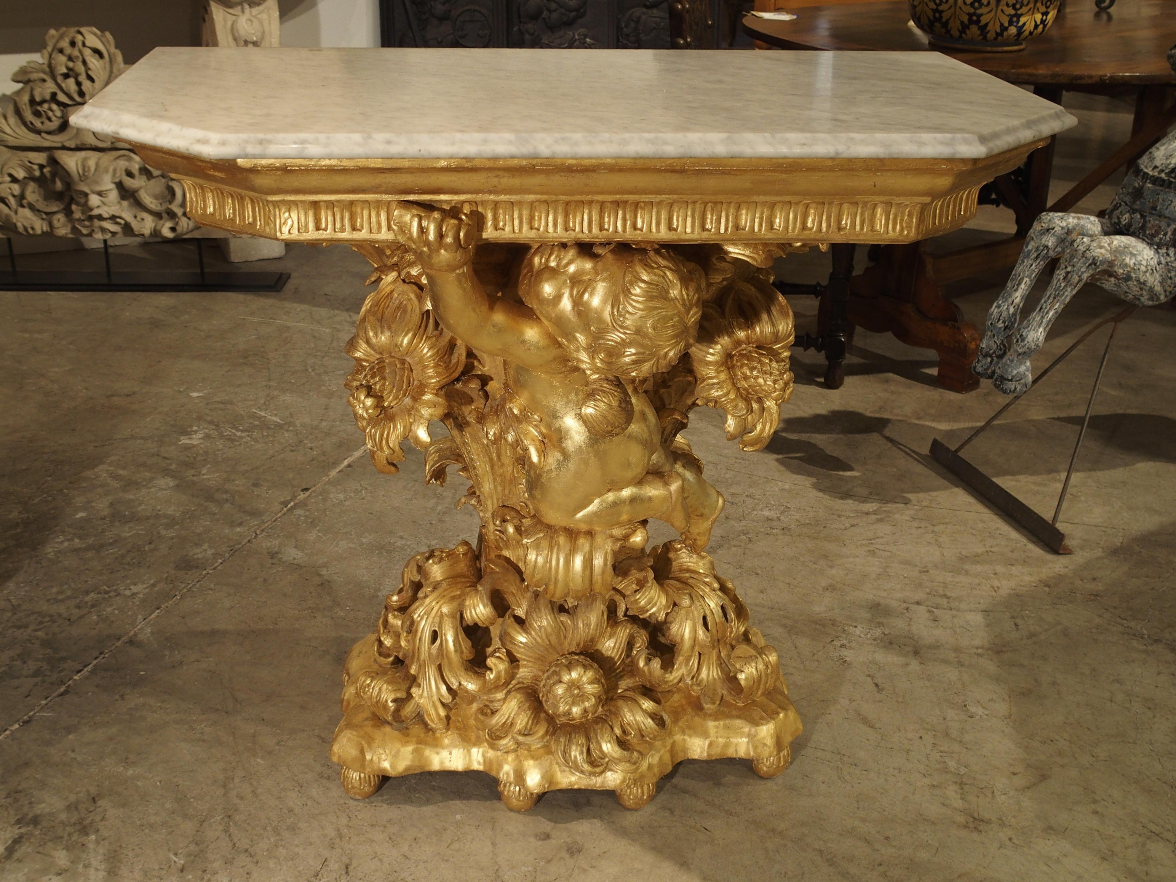 German Fantastic Antique Giltwood Cherub Console, circa 1750