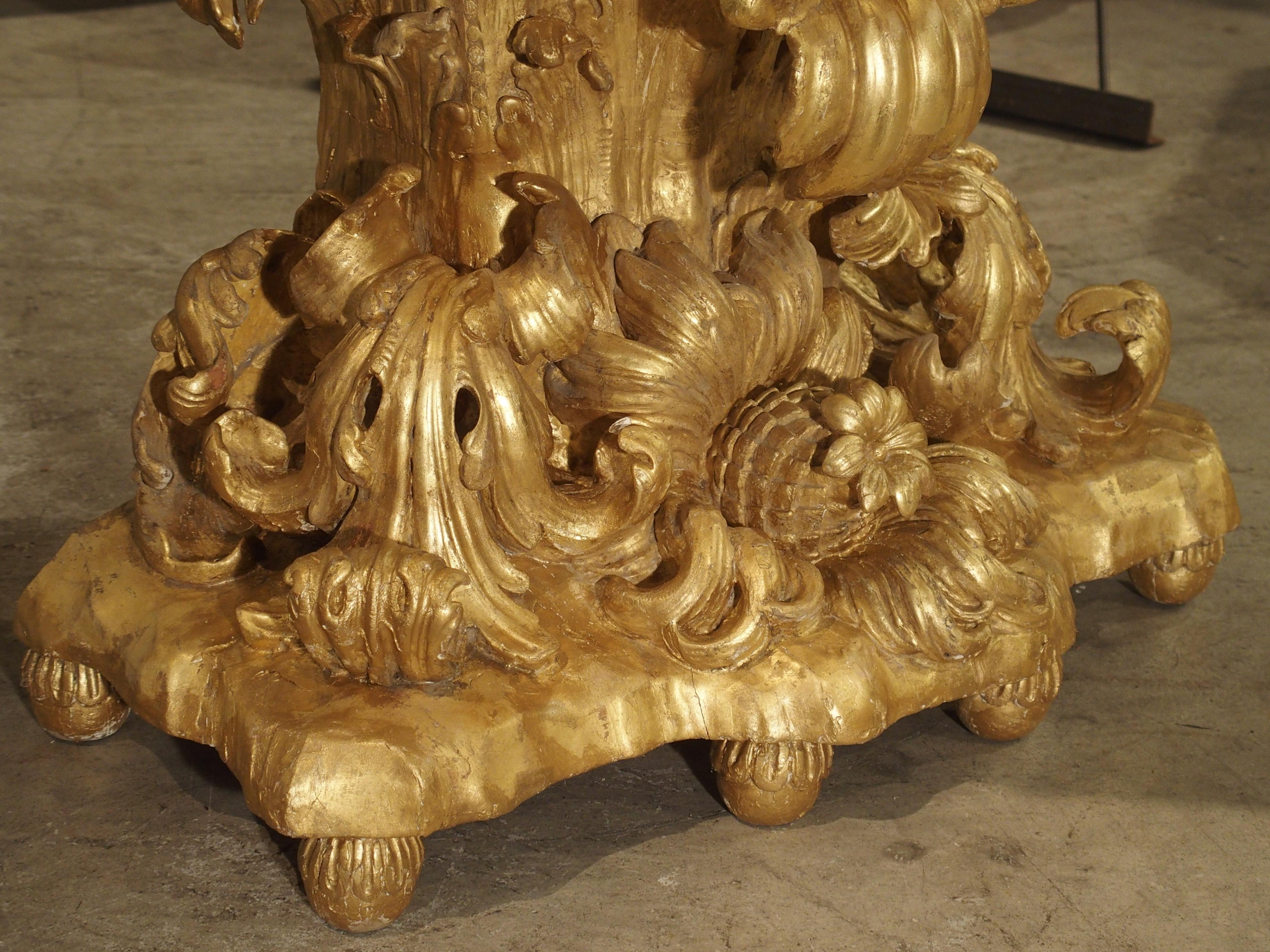 Fantastic Antique Giltwood Cherub Console, circa 1750 In Good Condition In Dallas, TX