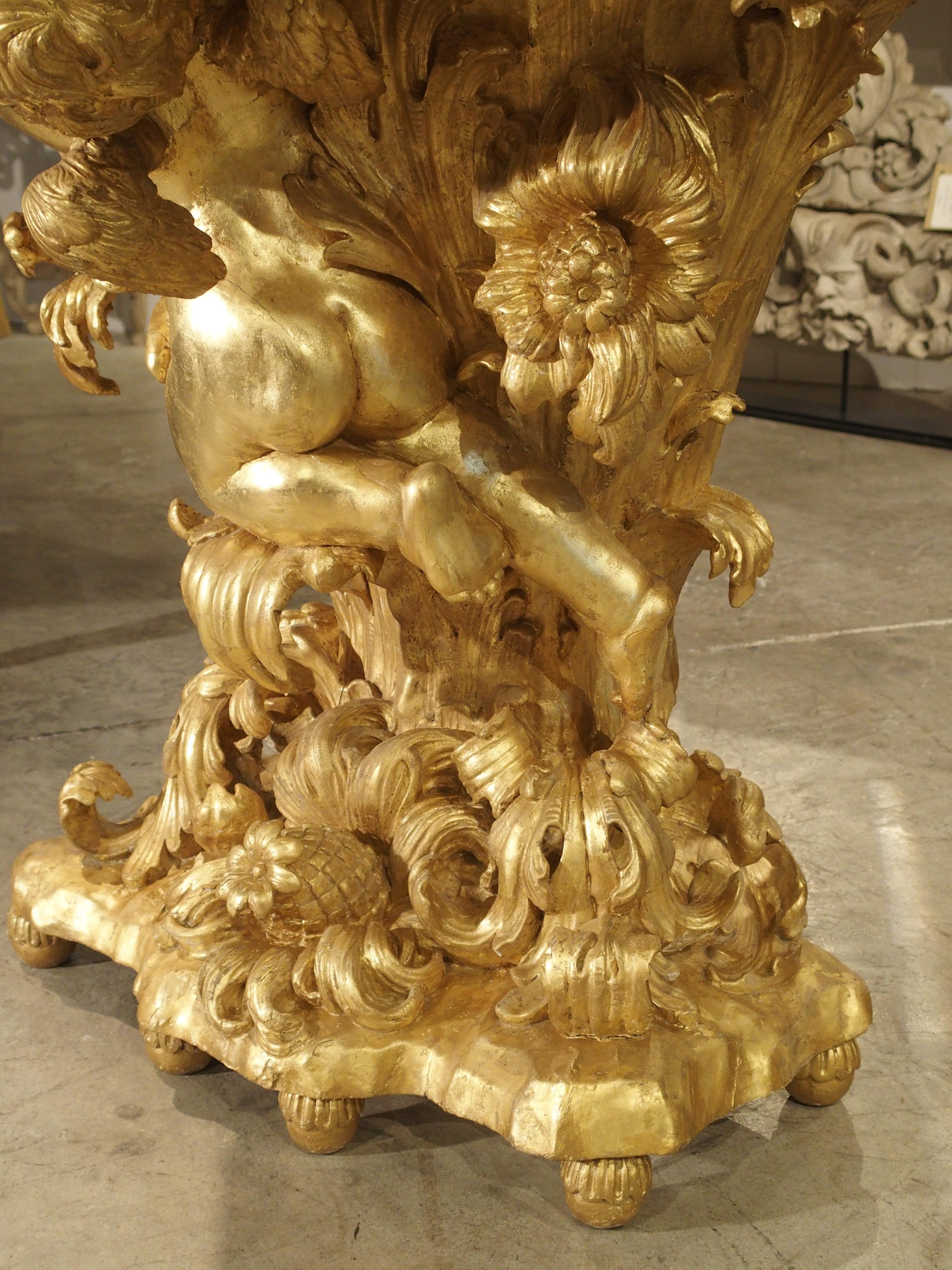 Fantastic Antique Giltwood Cherub Console, circa 1750 1