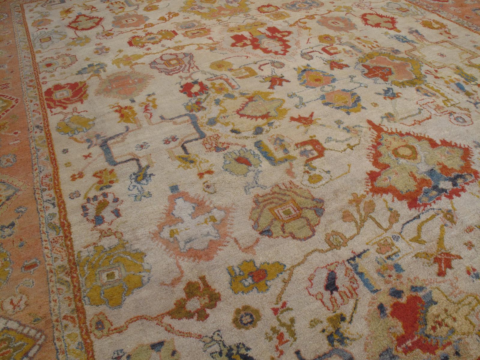 Turkish Fantastic Antique Oushak Carpet For Sale