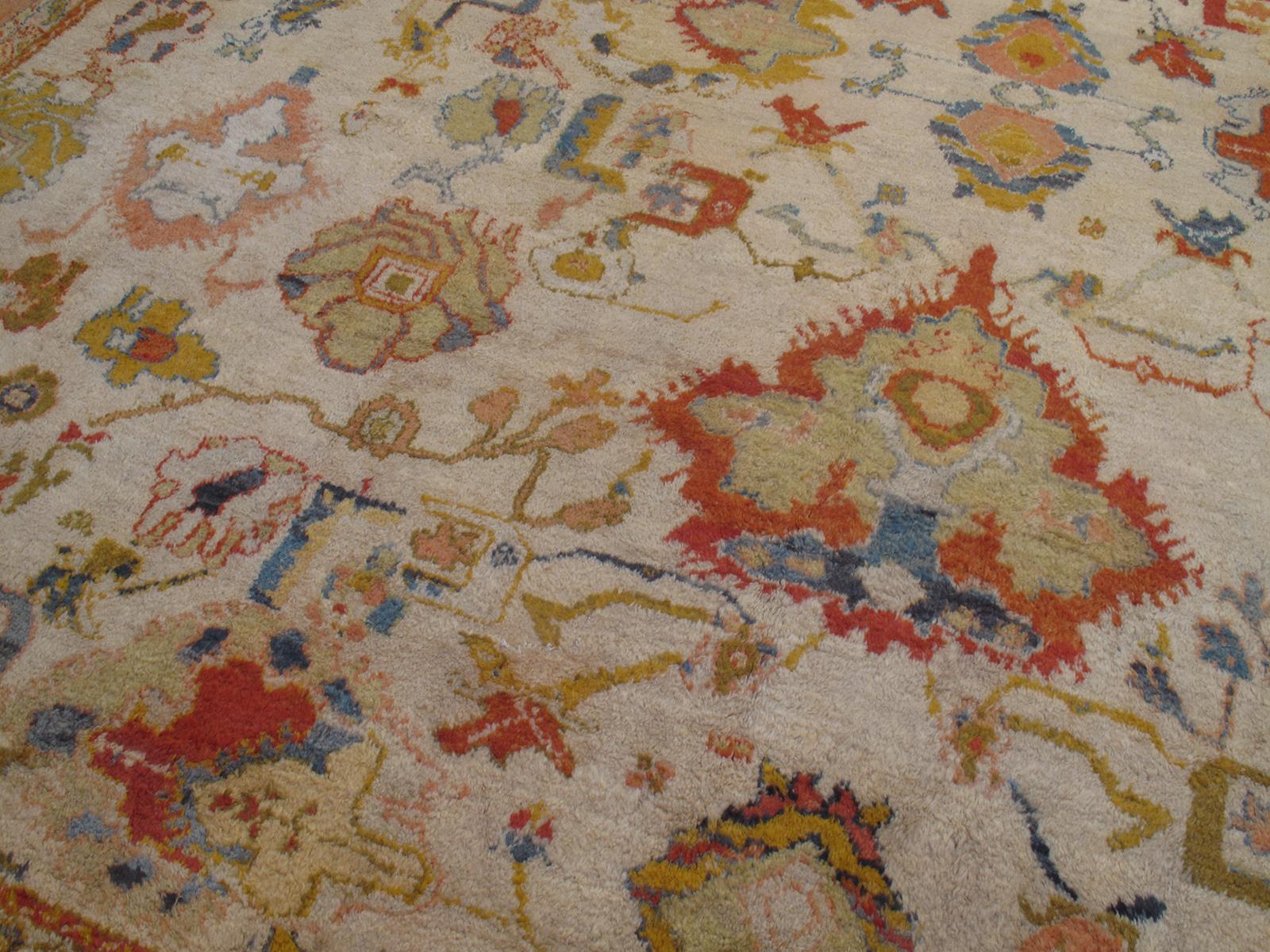 19th Century Fantastic Antique Oushak Carpet For Sale