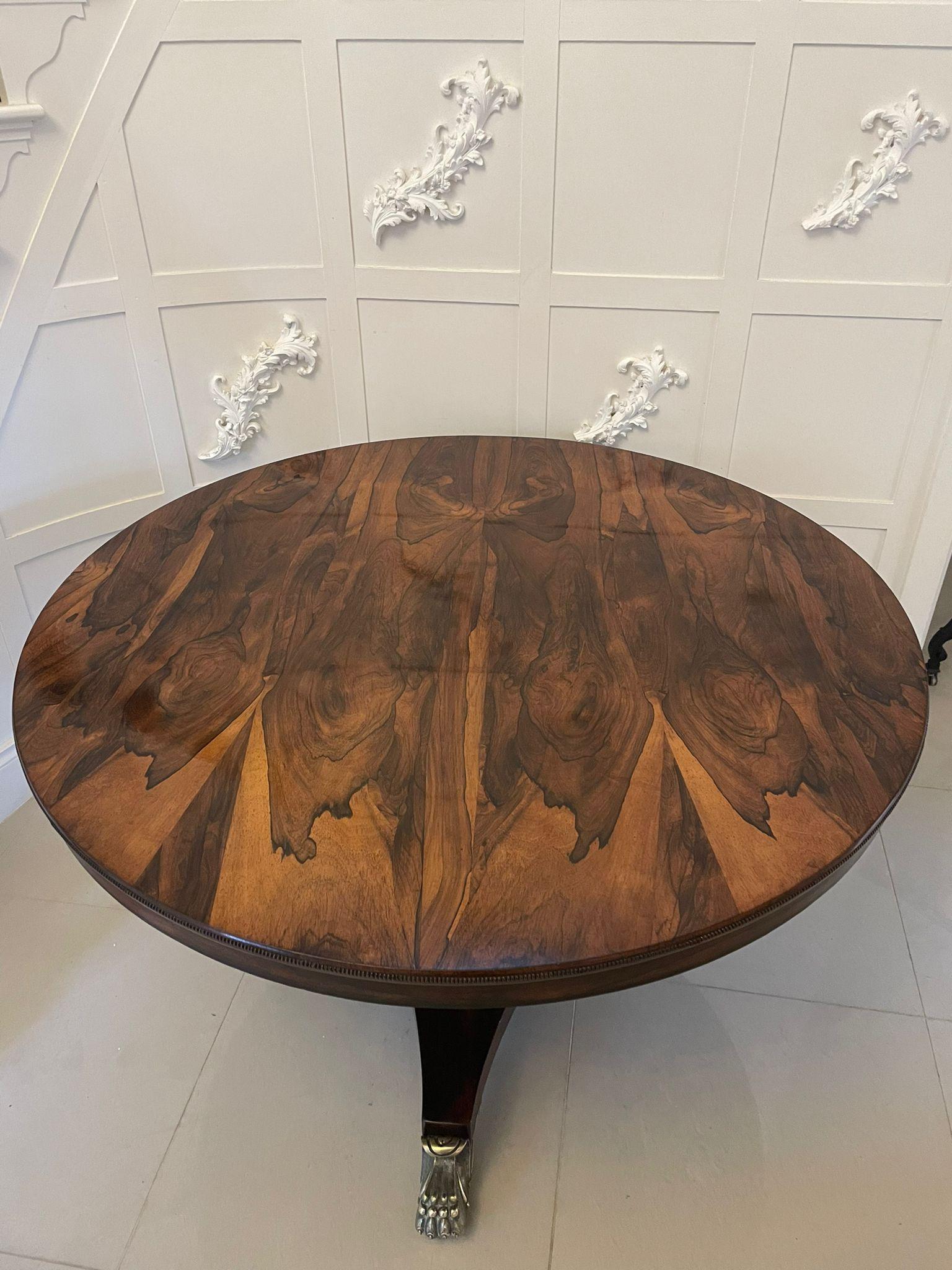 Early 19th Century Fantastic Antique Regency Rosewood Circular Centre Table with Bronze Feet