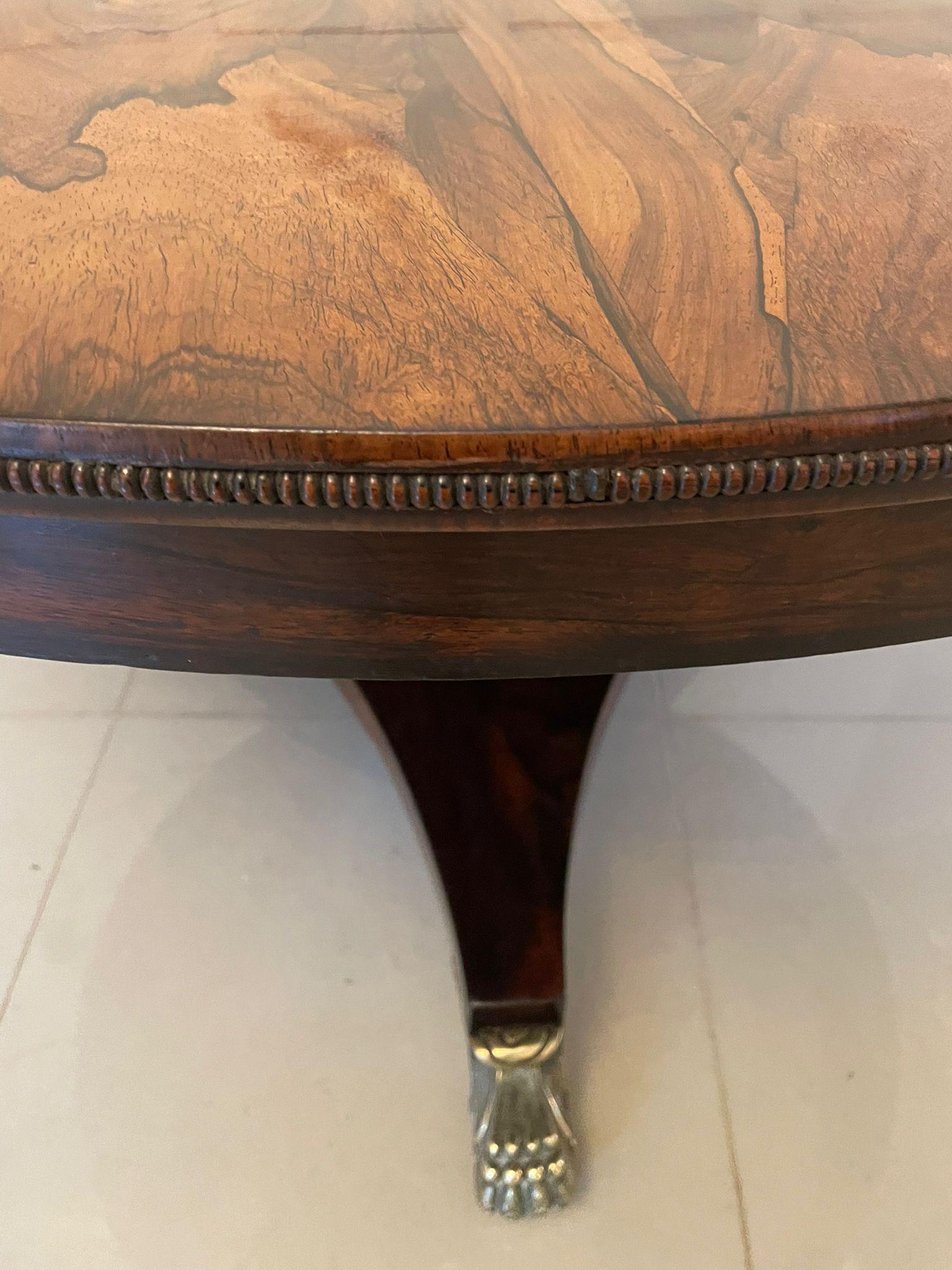 Fantastic Antique Regency Rosewood Circular Centre Table with Bronze Feet 1