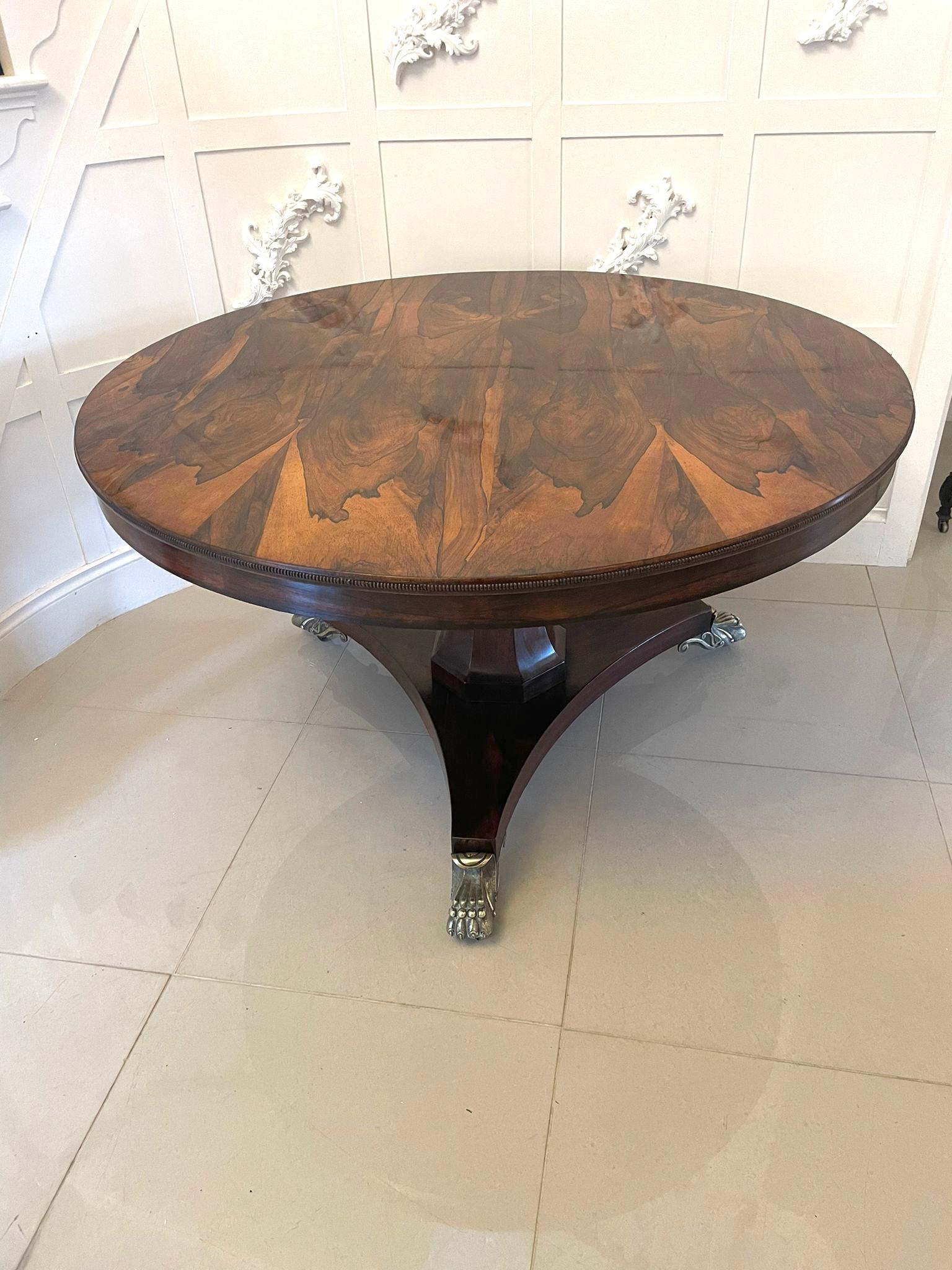 Fantastic Antique Regency Rosewood Circular Centre Table with Bronze Feet In Good Condition In Suffolk, GB