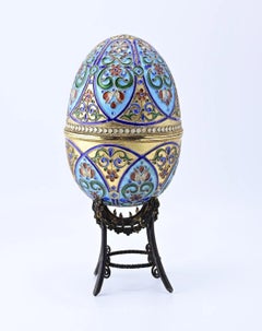 Fantastic Antique Russian Enamel Silver Egg Fine Enamel Details