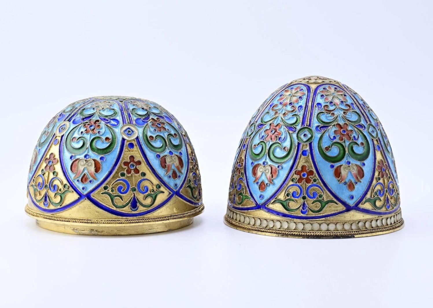 Fantástico Huevo Ruso Antiguo de Plata Esmaltada Finos Detalles Esmaltados 2
