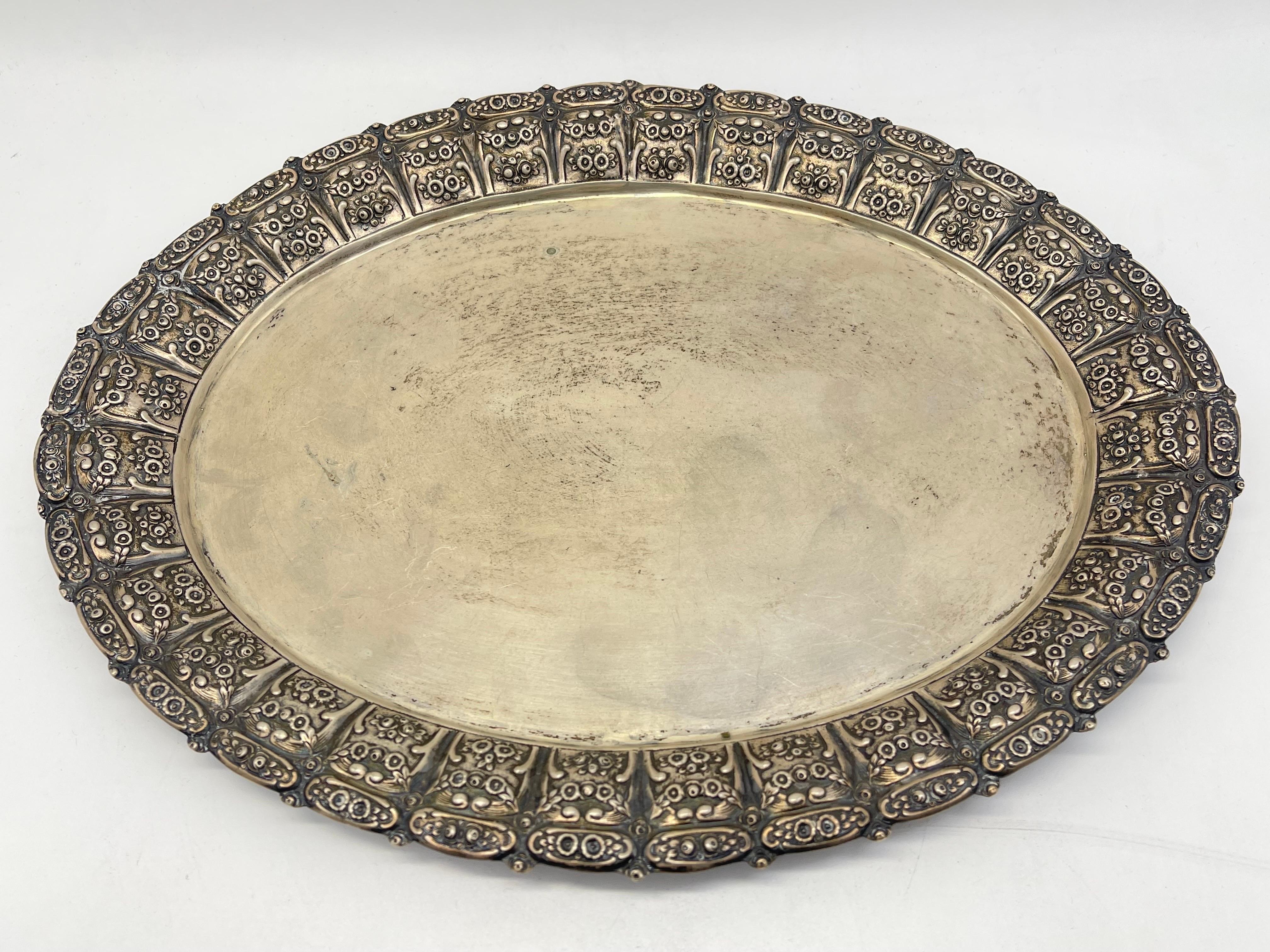 Fantastische antike Silber-Tisch 830 Deutschland mit Rosenornament, Fantasie (19. Jahrhundert) im Angebot