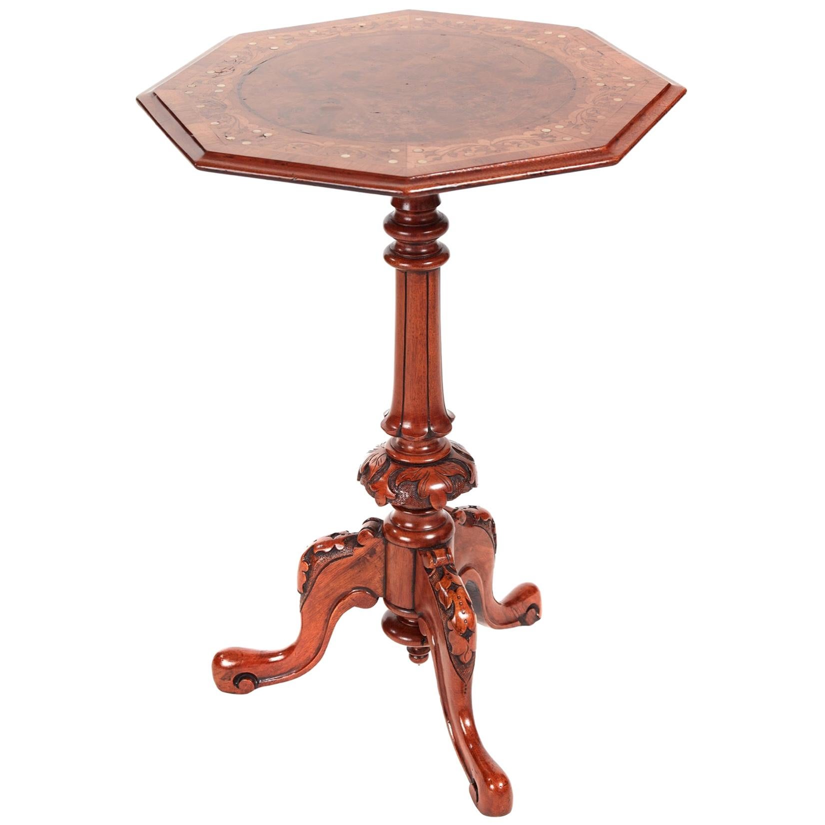 Fantastic Antique Victorian Inlaid Burr Walnut Wine or Lamp Table
