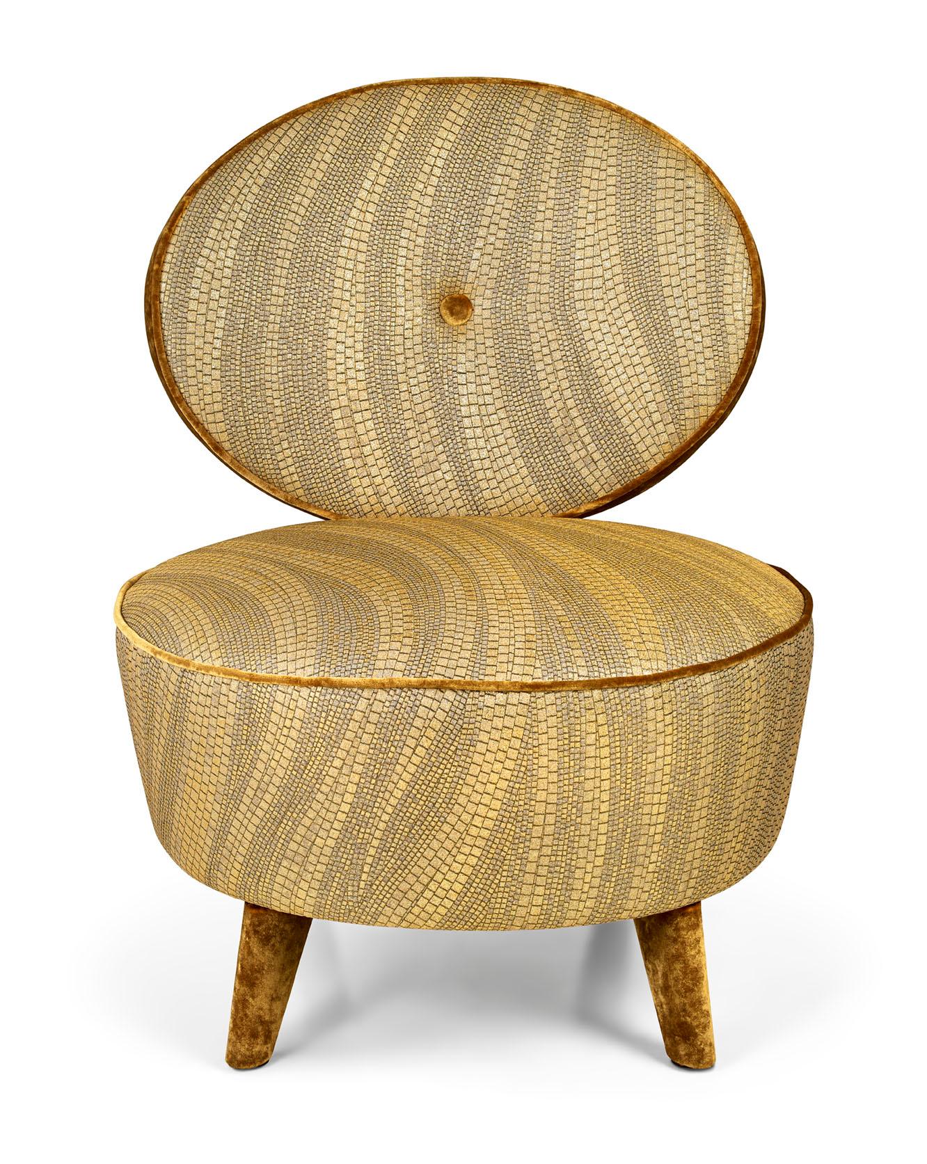 Italian Fantastic Armchair Frame Made Solid Timber and Wood Fabric Upholstered Feet For Sale