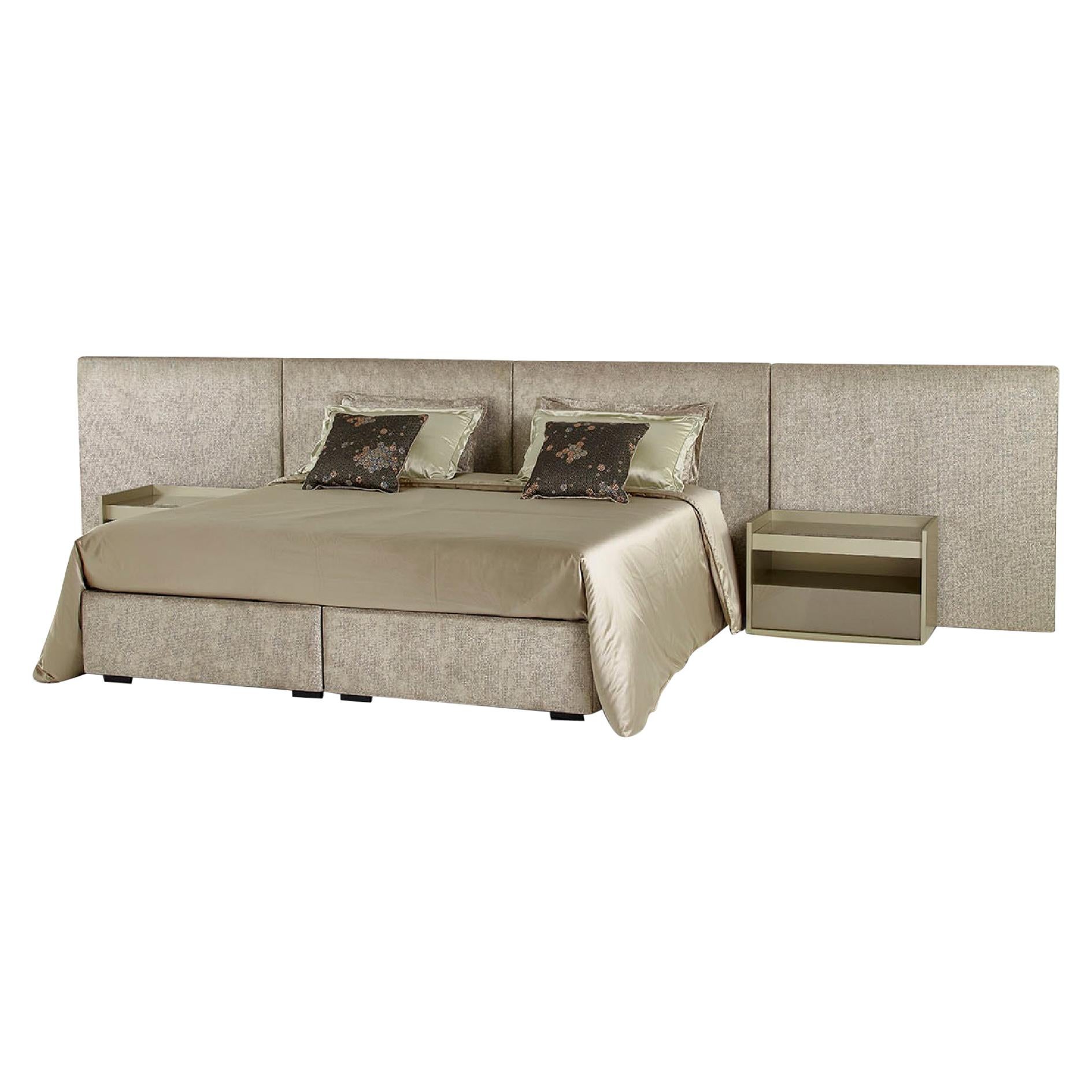 Fantastic Bed Headboard and Bed Frame in  Wood Available in Fabric or Leather For Sale
