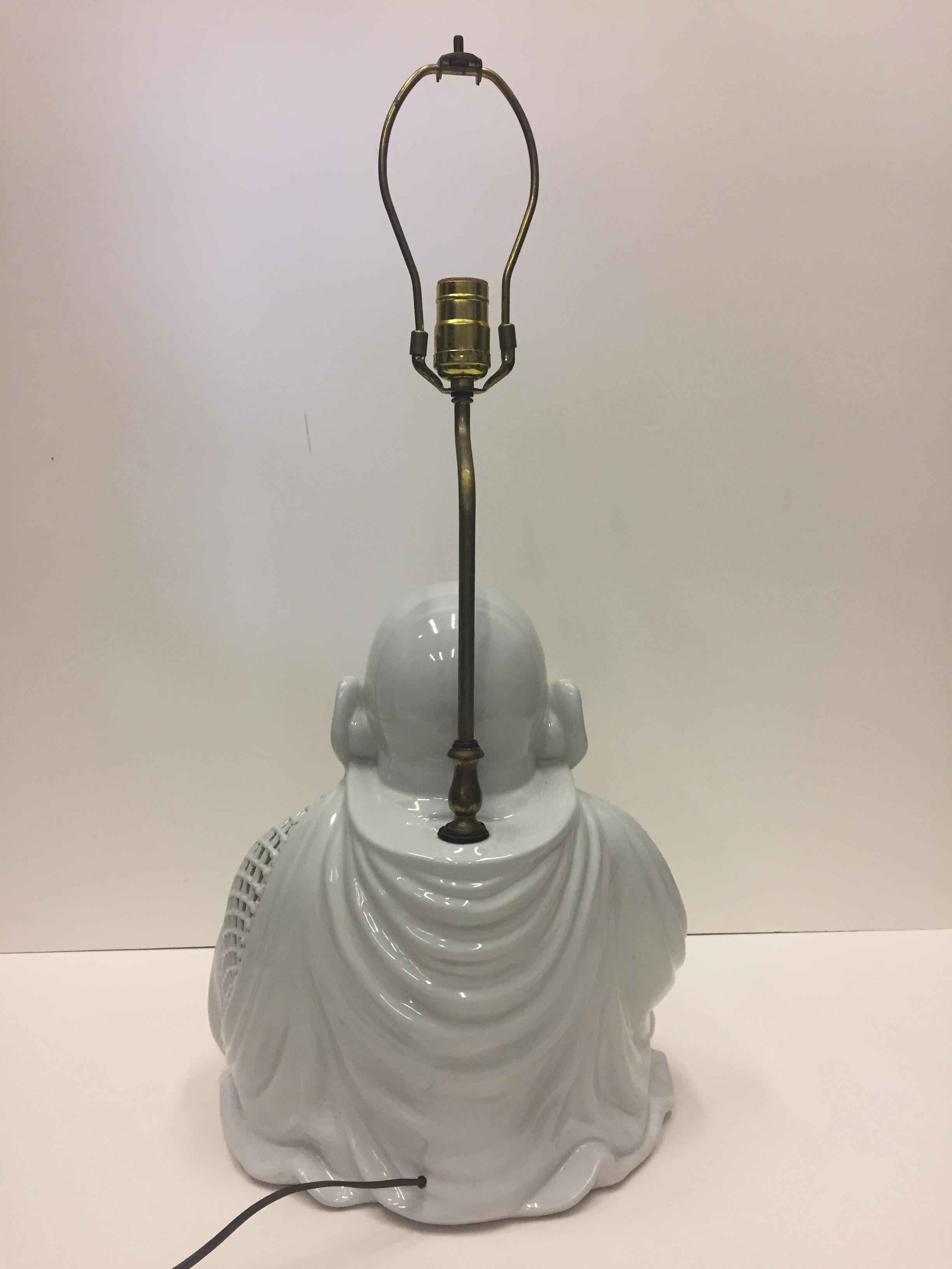 American Fantastic Blanc De Chine Buddha Table Lamp