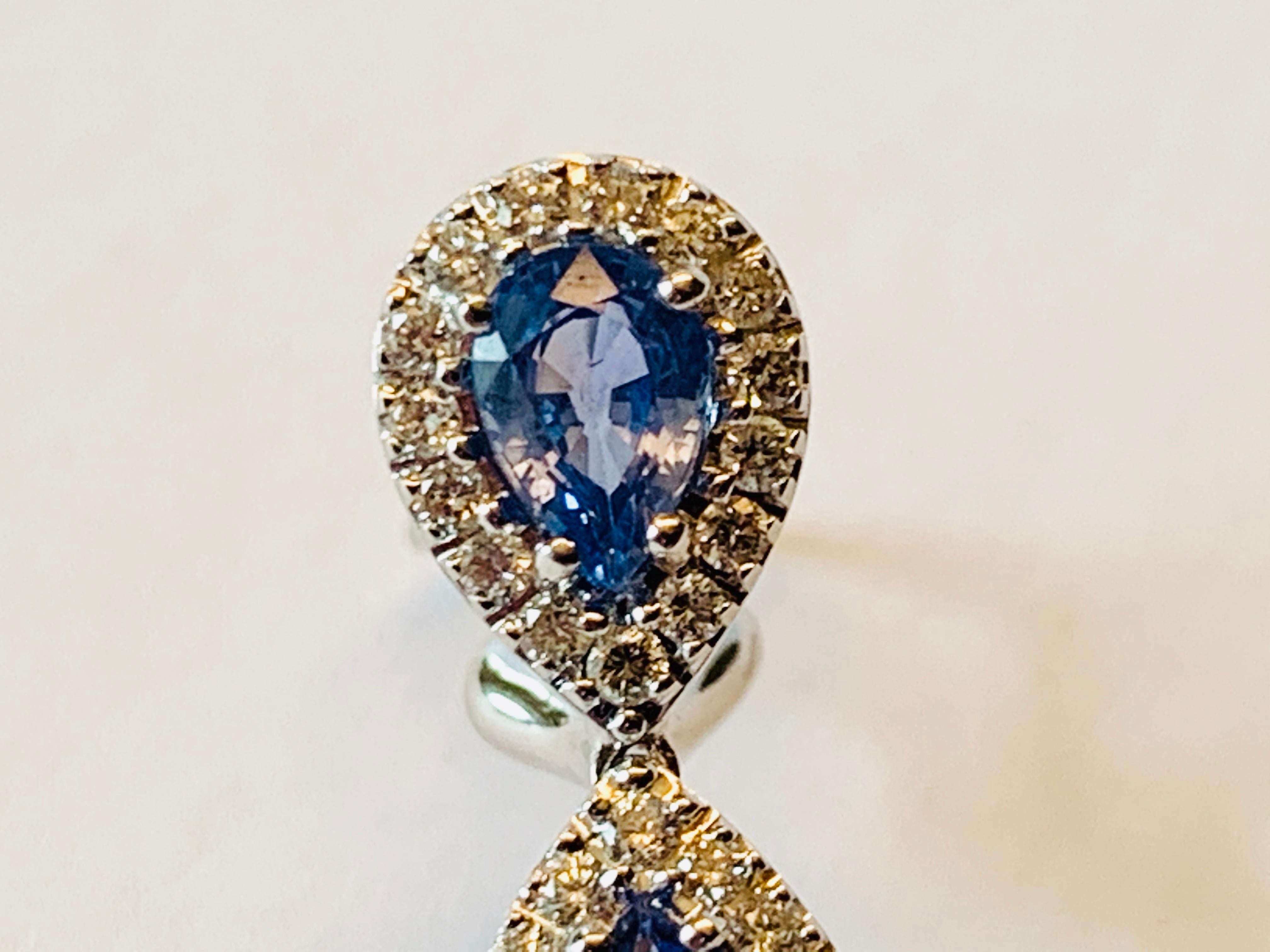Women's or Men's Fantastic Blue and Sapphire Diamond Chandelier Drop Earrings For Sale