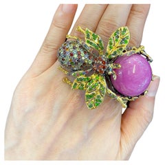 Fantastic Bochic Jungle Natural Ruby and Sapphire Ring