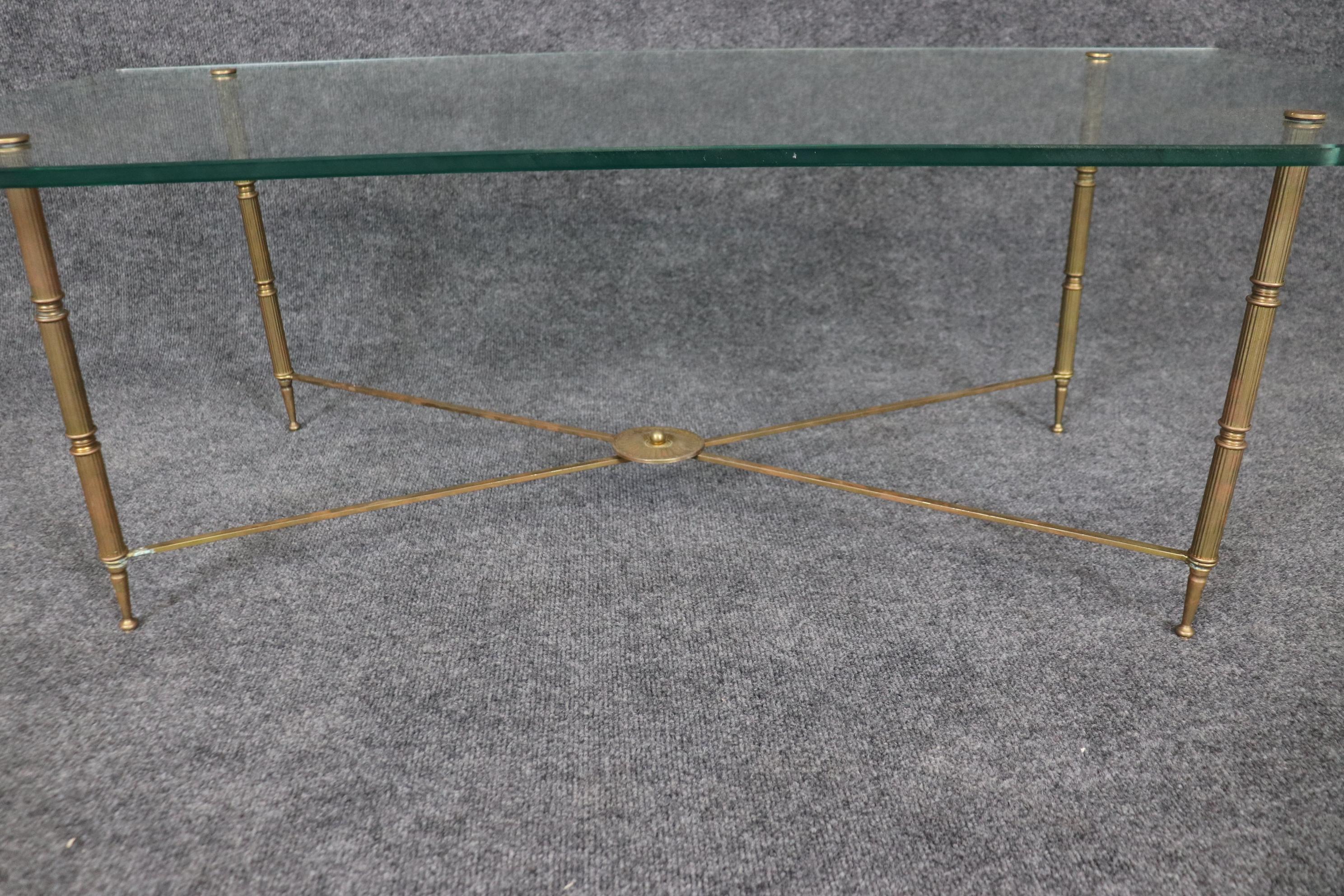 Fantastic Bronze and Thick Glass Directoire Maison Jansen Style Coffee Table For Sale 8