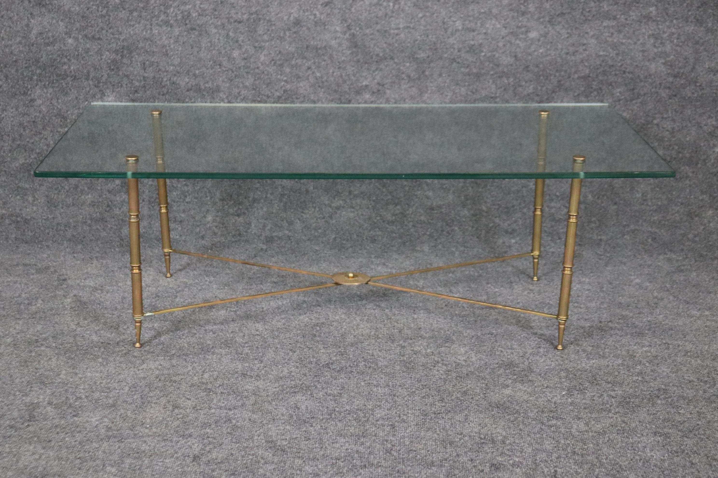 Fantastic Bronze and Thick Glass Directoire Maison Jansen Style Coffee Table For Sale 3