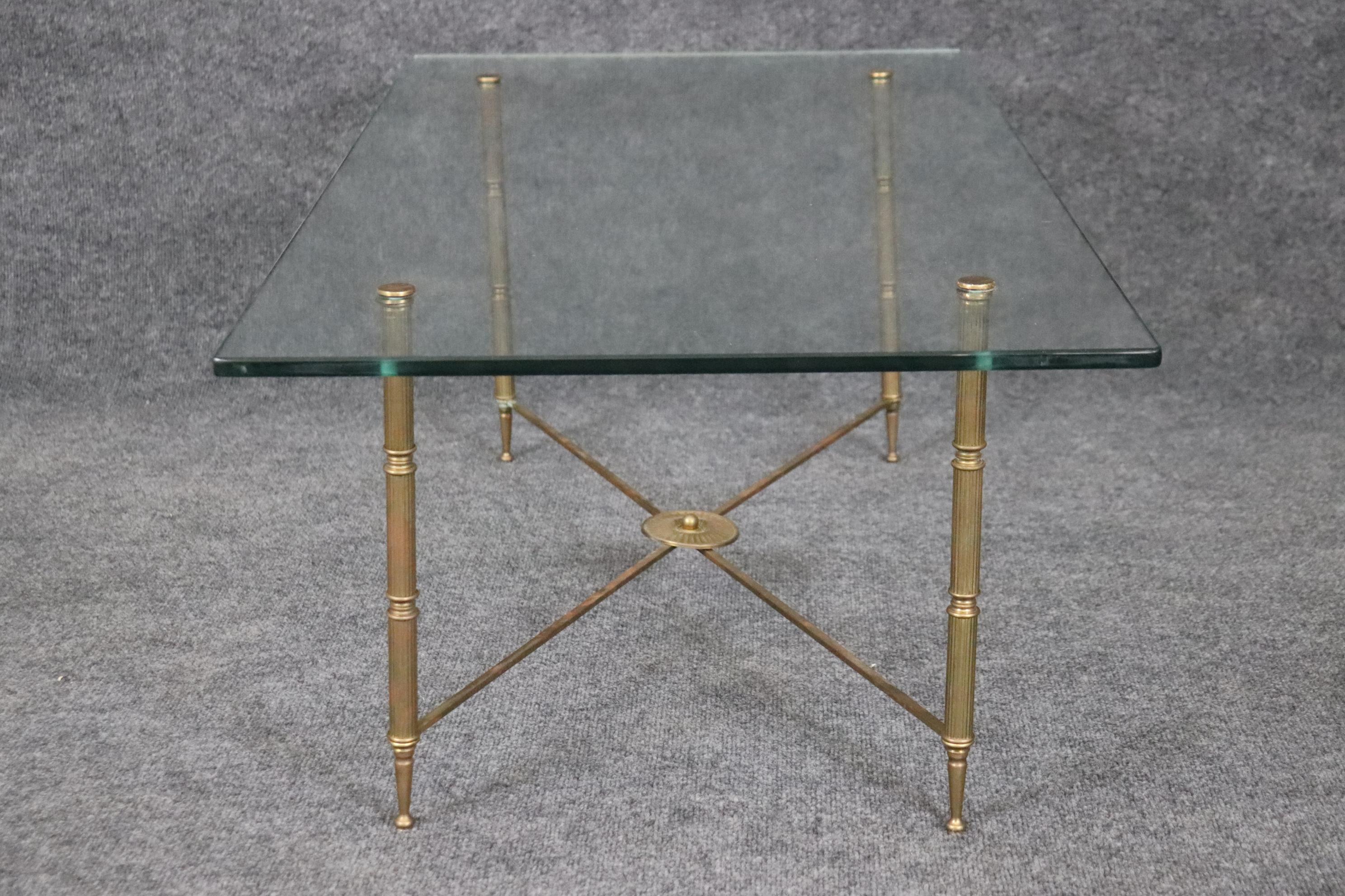 Fantastic Bronze and Thick Glass Directoire Maison Jansen Style Coffee Table For Sale 4