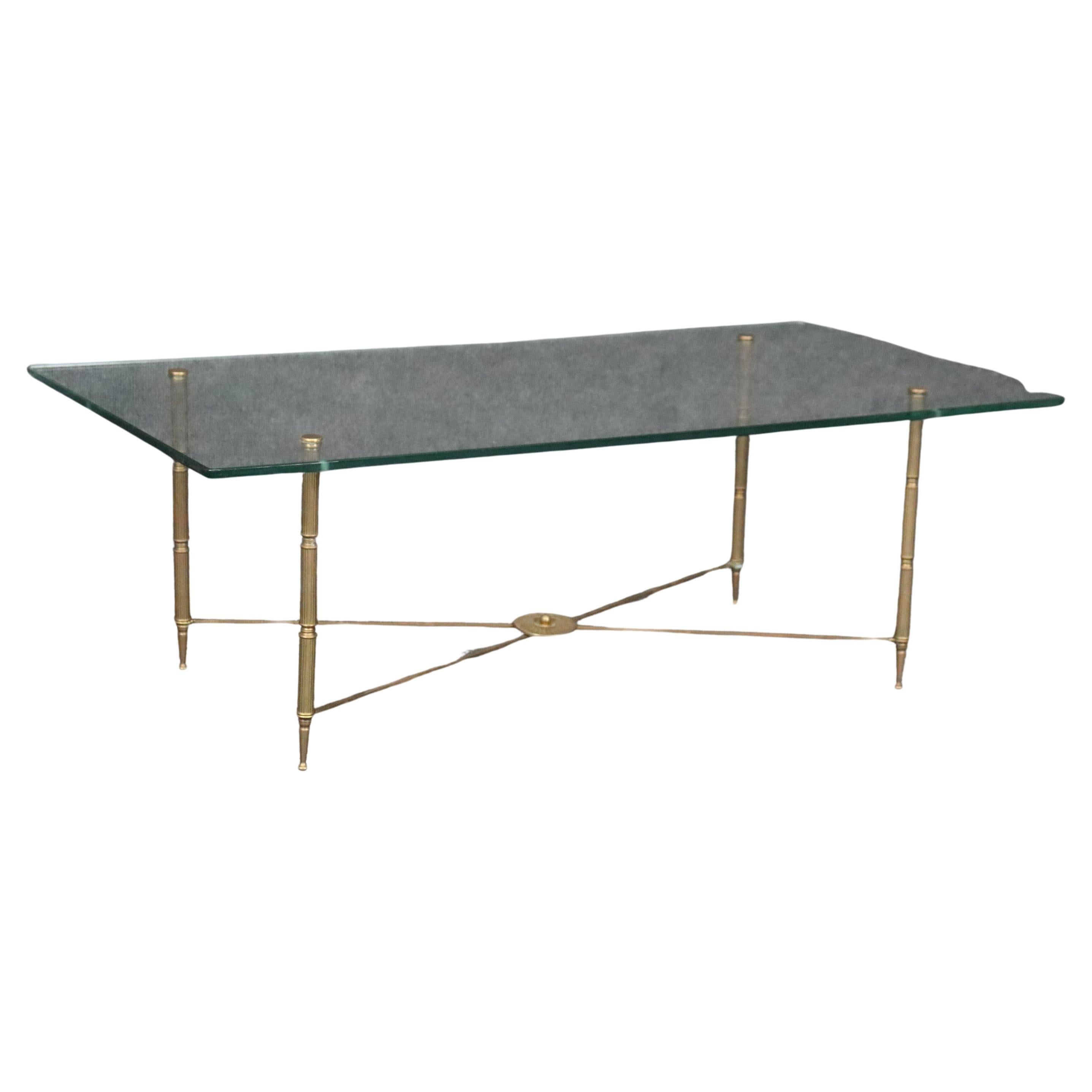 Fantastic Bronze and Thick Glass Directoire Maison Jansen Style Coffee Table For Sale