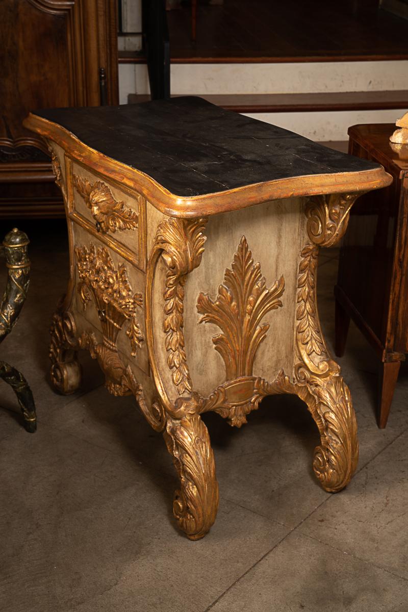 Louis XV Fantastic Carved and Gilded Petit Commode