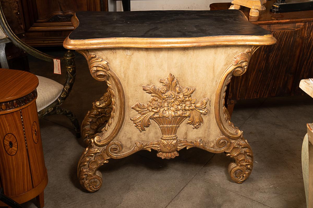 French Fantastic Carved and Gilded Petit Commode