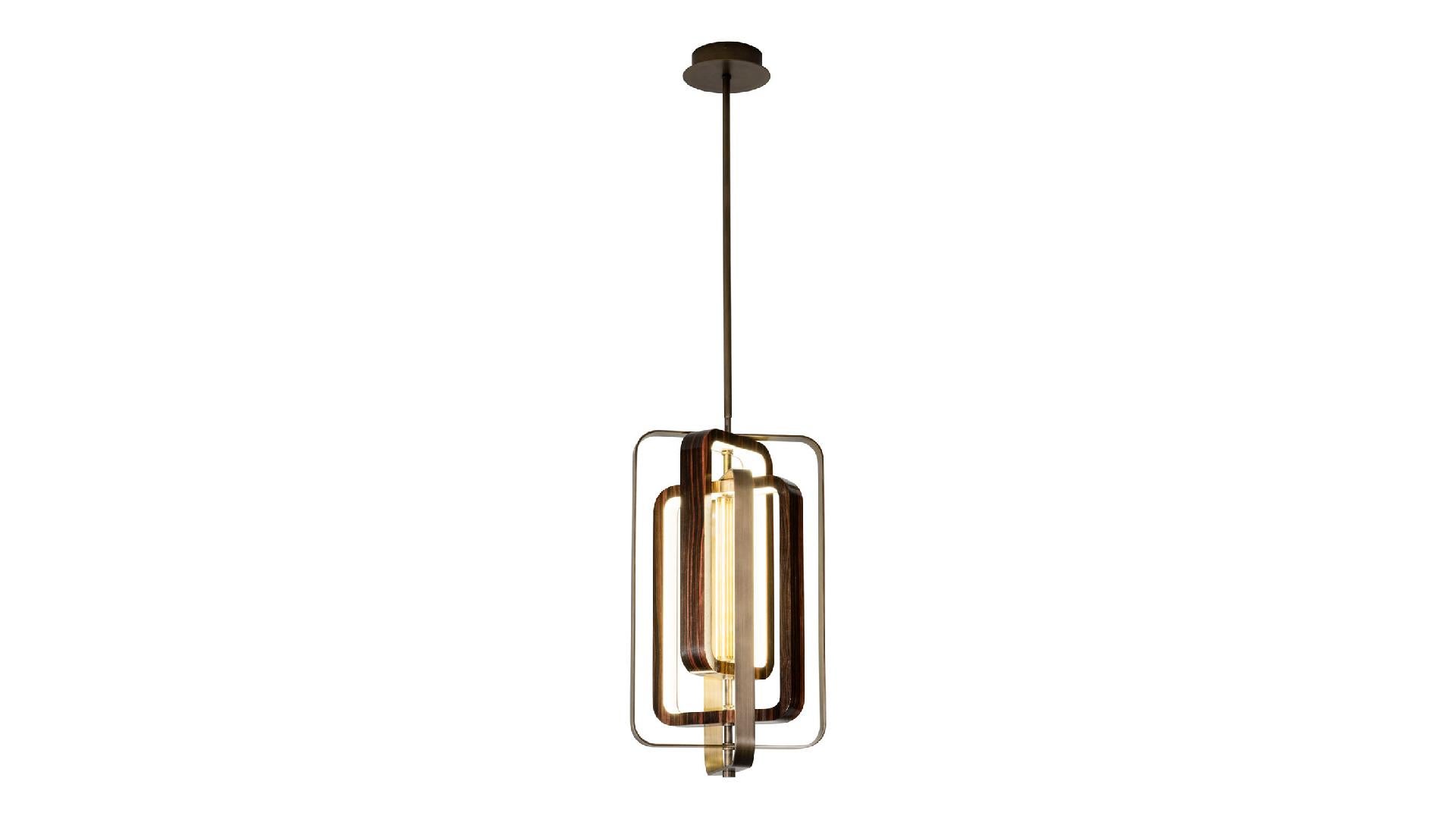 Fantastic Ceiling Lamp In Bronzed Finish Brass Decorative Rings