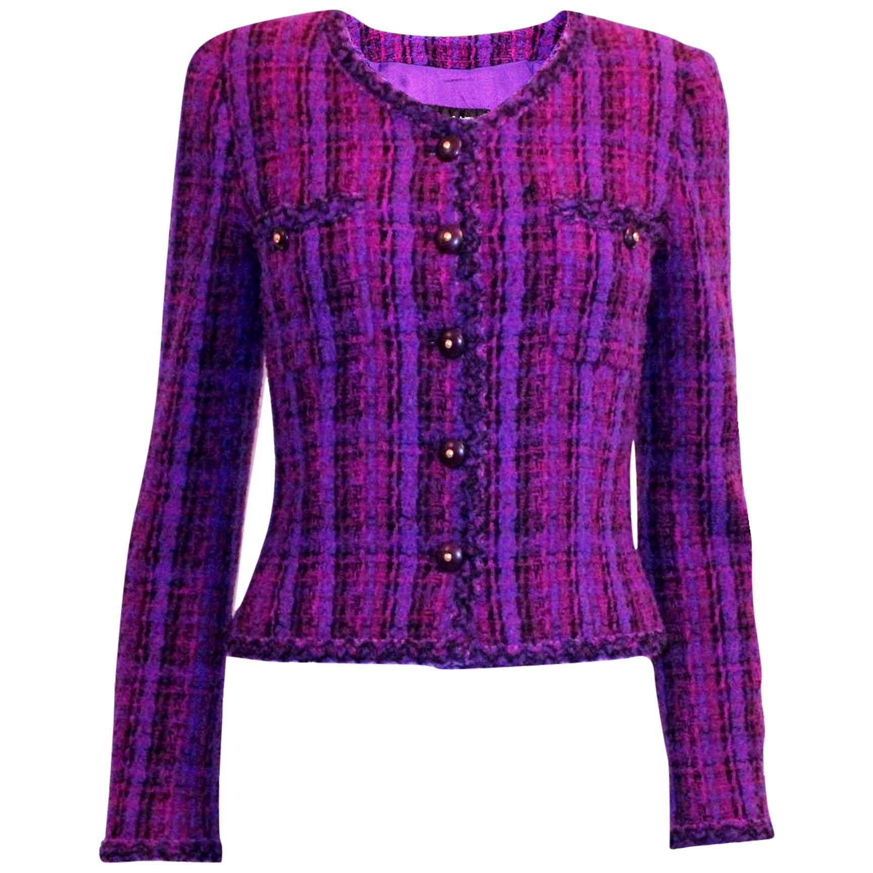 Fantastic Chanel Purple Lesage Fantasy Fringe Tweed Jacket Blazer at 1stDibs