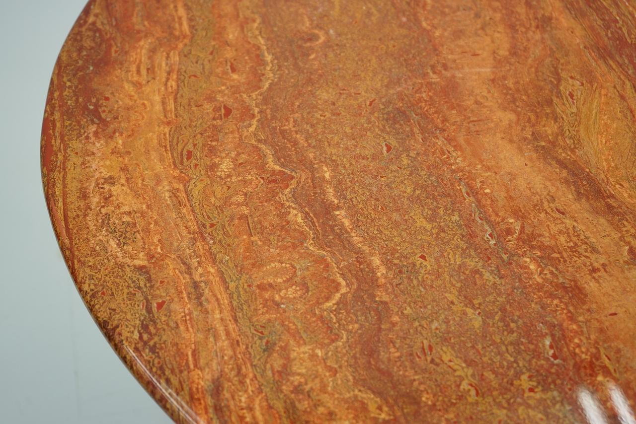Fantastic Circular Red Brown Marble Dining Table, Italy, 1970 2
