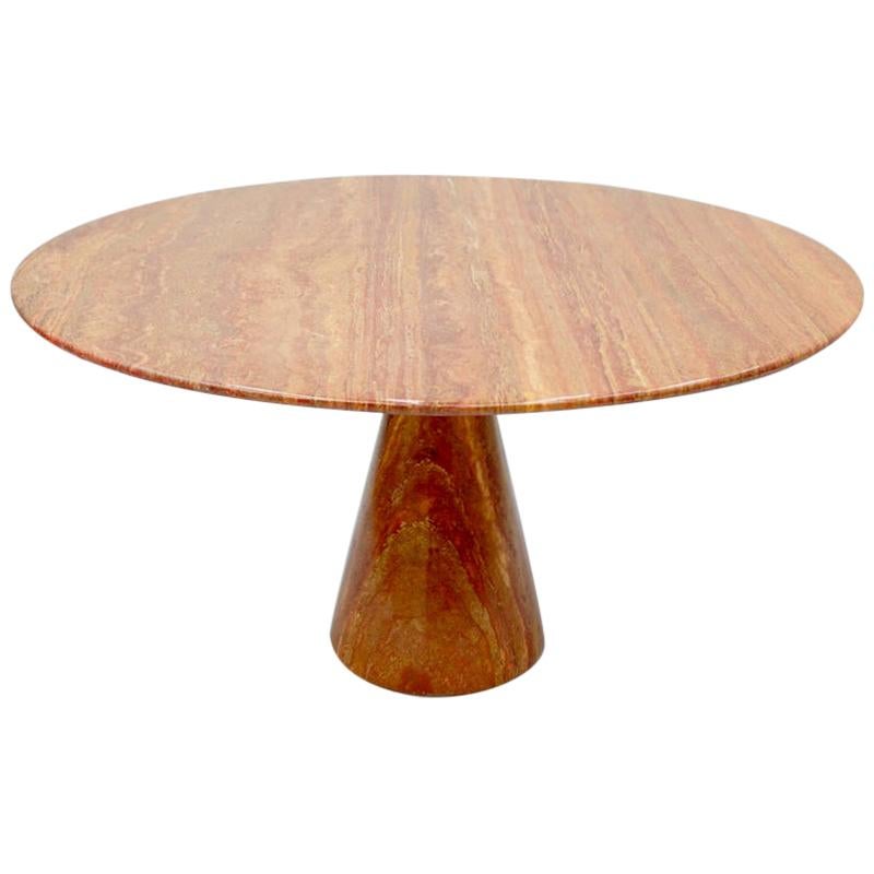 Fantastic Circular Red Brown Marble Dining Table, Italy, 1970