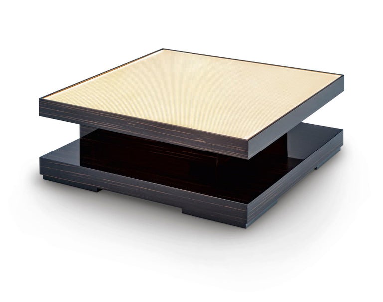 Other Fantastic Coffee Table Polished Ebony Finish Top in Vetrite For Sale