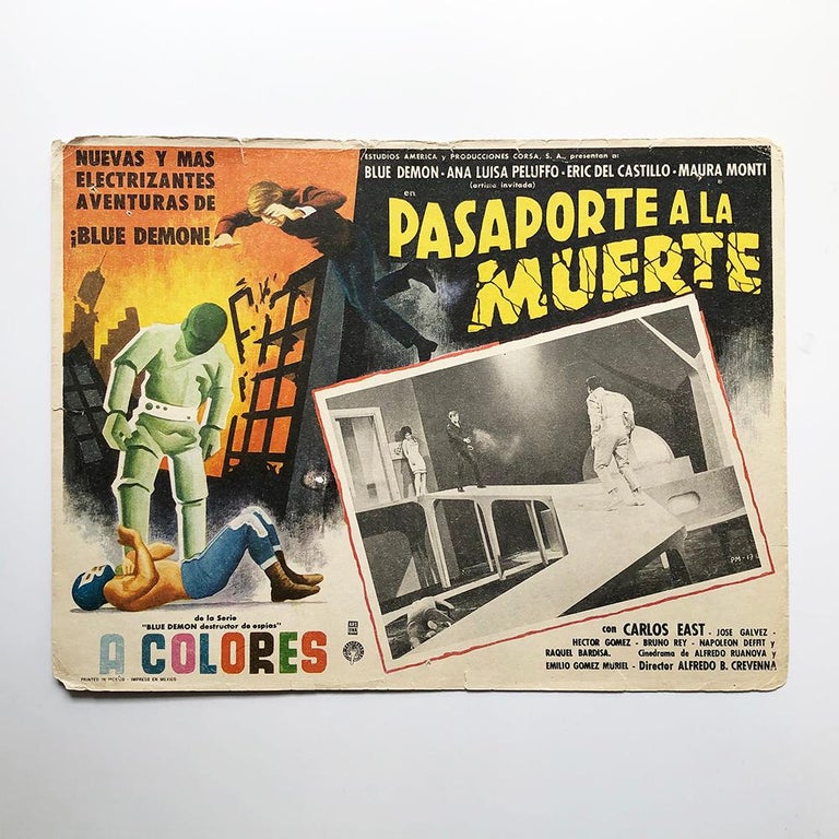 We offer this fantastic set of original and rare Mexican wrestling movie posters from 1950-1960, with the most iconic mexican wrestling icon Santo, Blue Demon Mil Mascaras. 

Includes:

