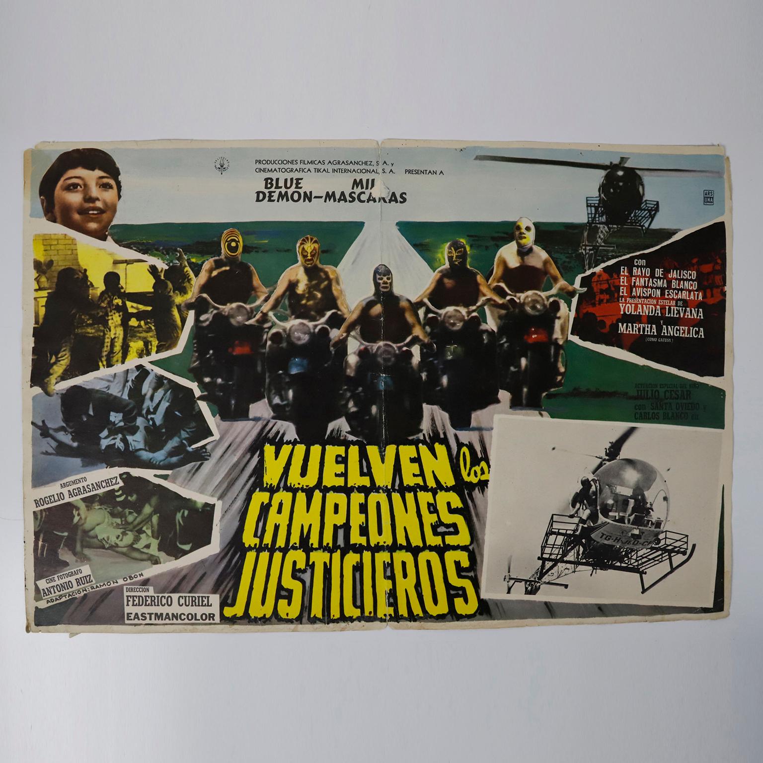 Mid-Century Modern Fantastic Collection of 6 Original and Rare Mexican Wrestling Movie Posters