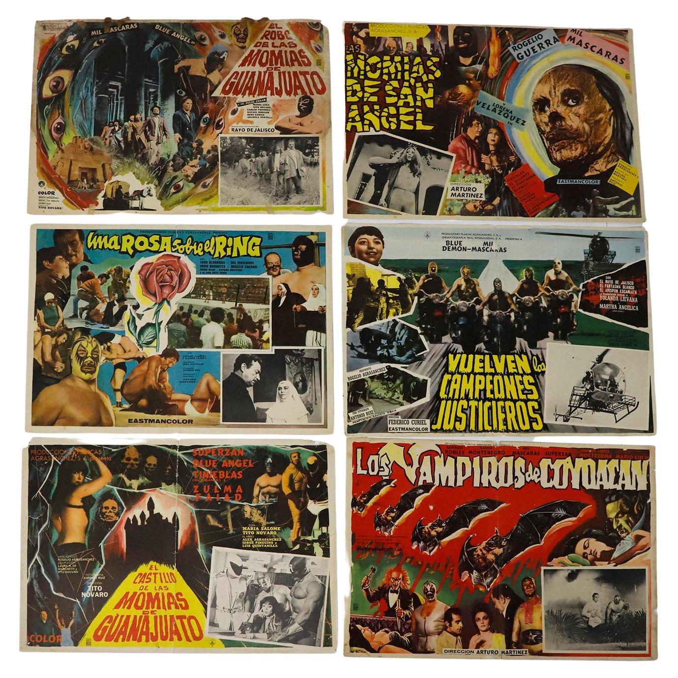 Fantastic Collection of 6 Original and Rare Mexican Wrestling Movie Posters