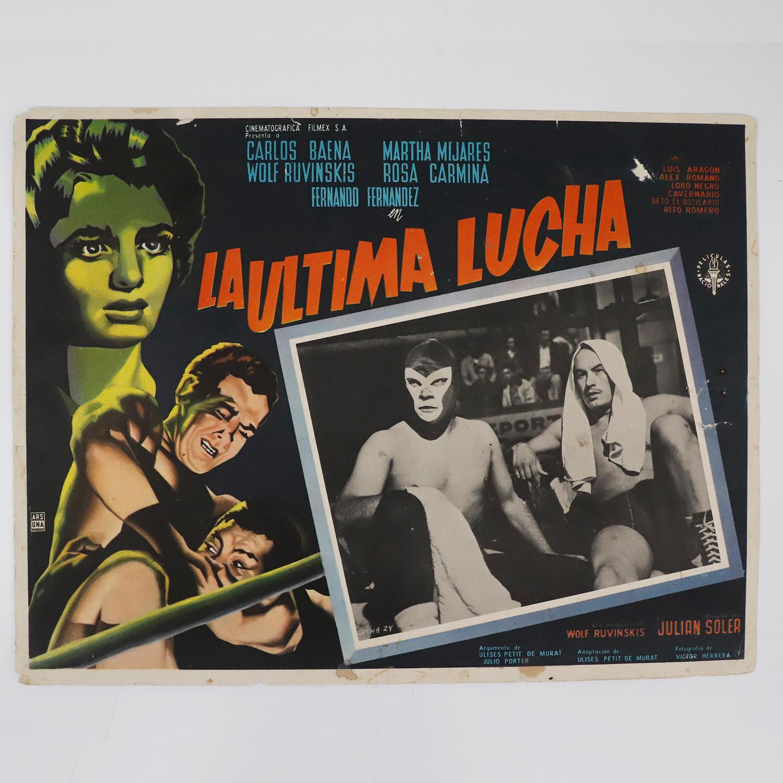 Messicano Fantastica collezione di 8 manifesti cinematografici originali e rari sul wrestling messicano in vendita