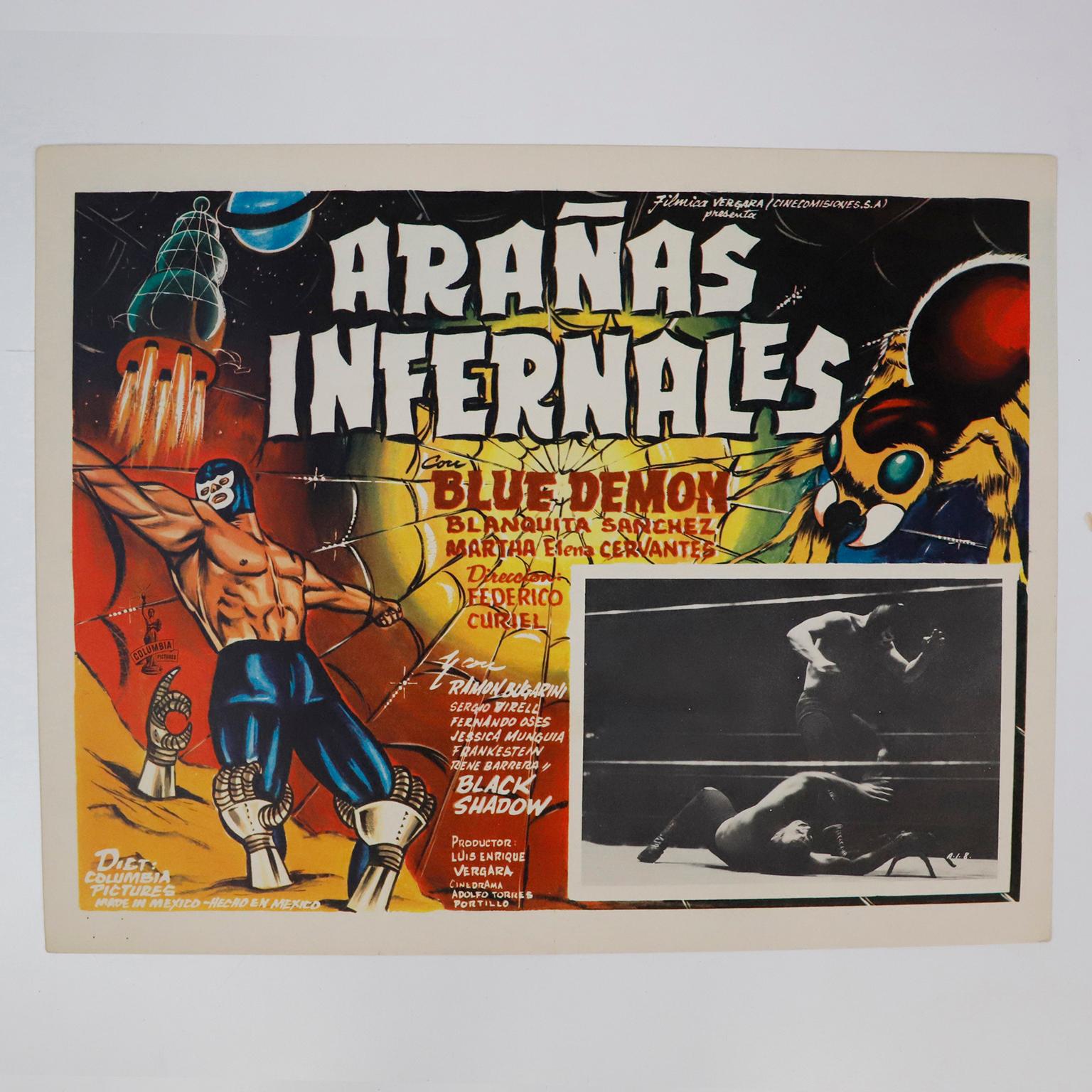 Fantastique collection de 8 affiches originales et rares de films de lutte mexicains Abîmé - En vente à Mexico City, CDMX