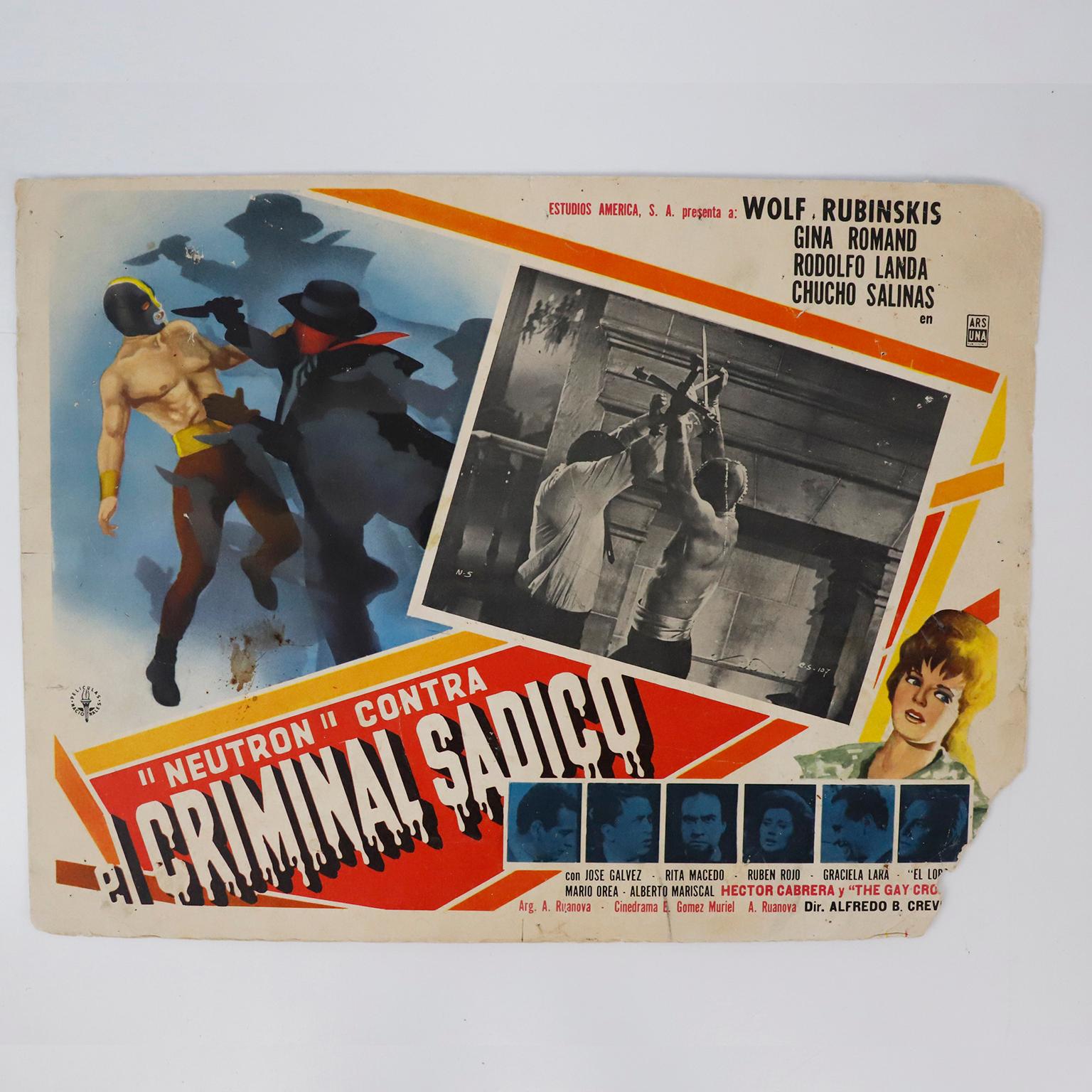 Mid-20th Century Fantastic Collection of 8 Original and Rare Mexican Wrestling Movie Posters For Sale
