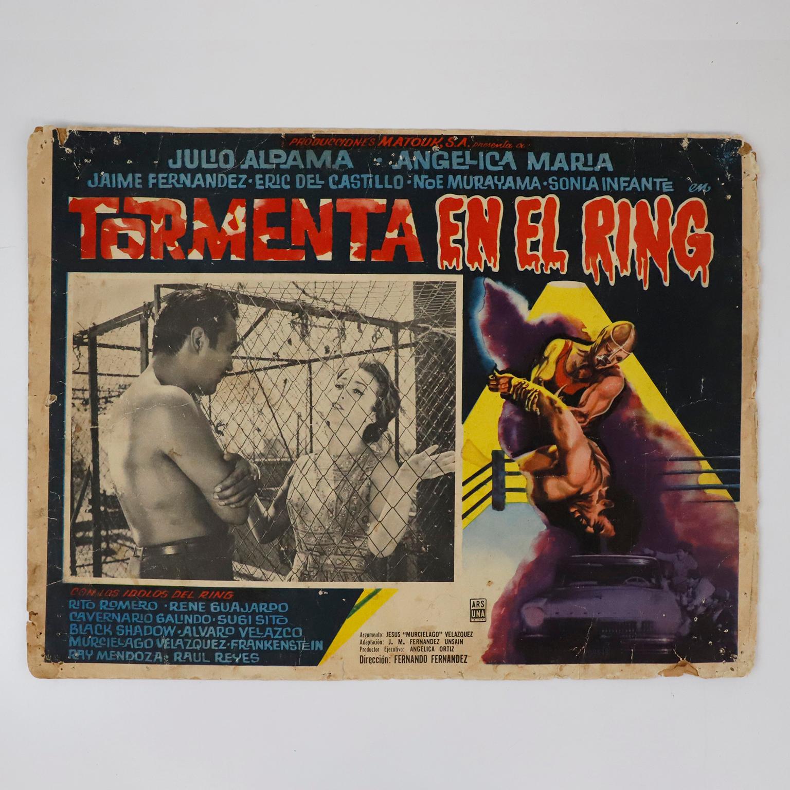 Fantastique collection de 8 affiches originales et rares de films de lutte mexicains en vente 2