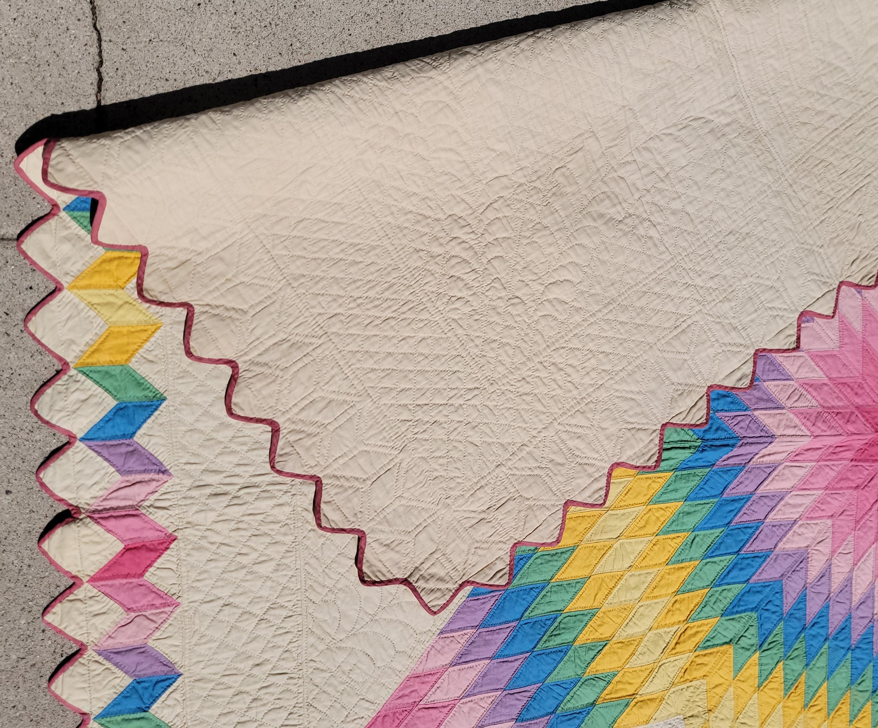 Fatto a mano Fantastica trapunta a stelle colorate e pastello in vendita