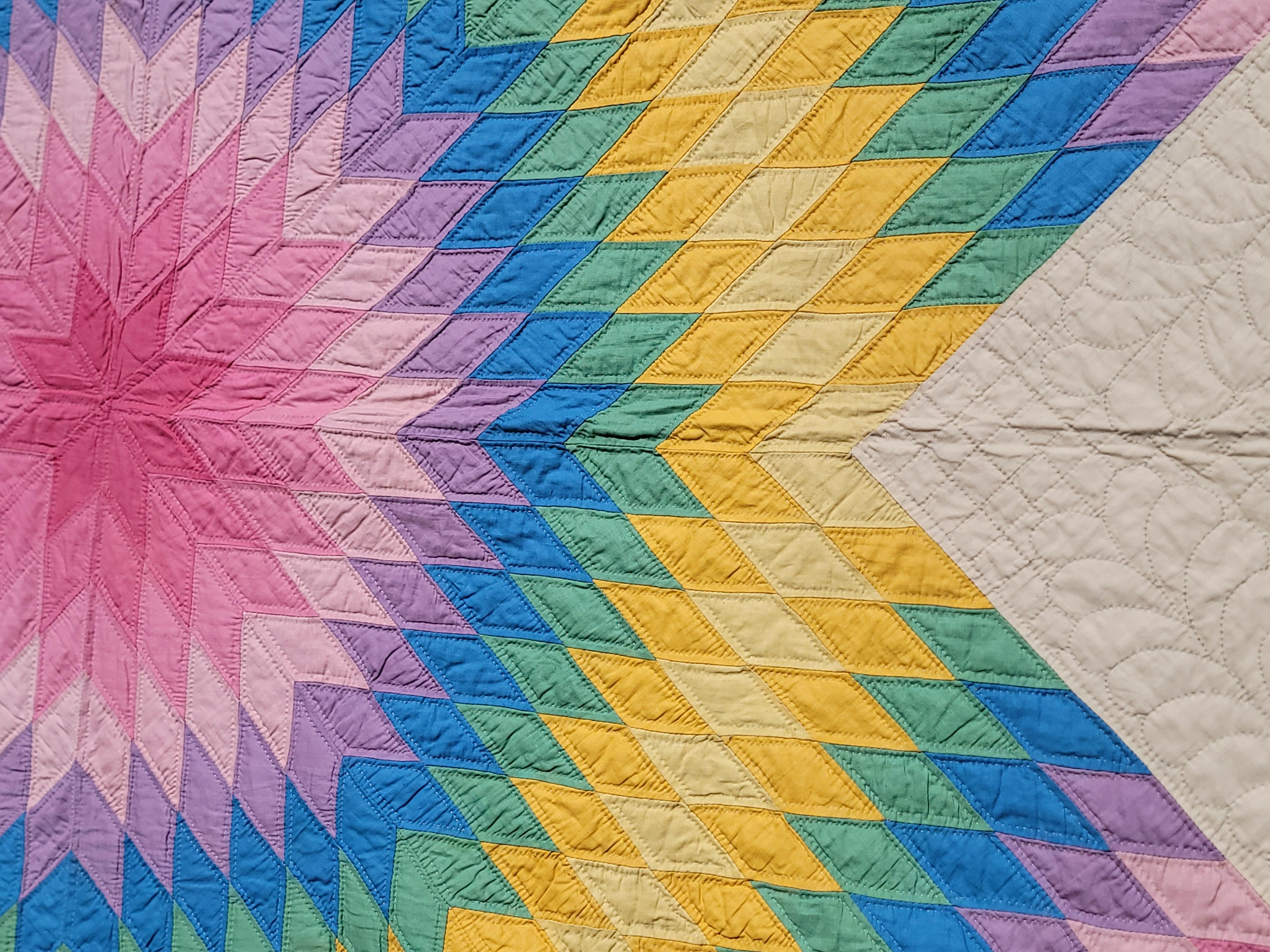 XX secolo Fantastica trapunta a stelle colorate e pastello in vendita