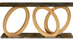 Fantastic Console with Base and Marble Top Rings in Bronze or Chrome Finish