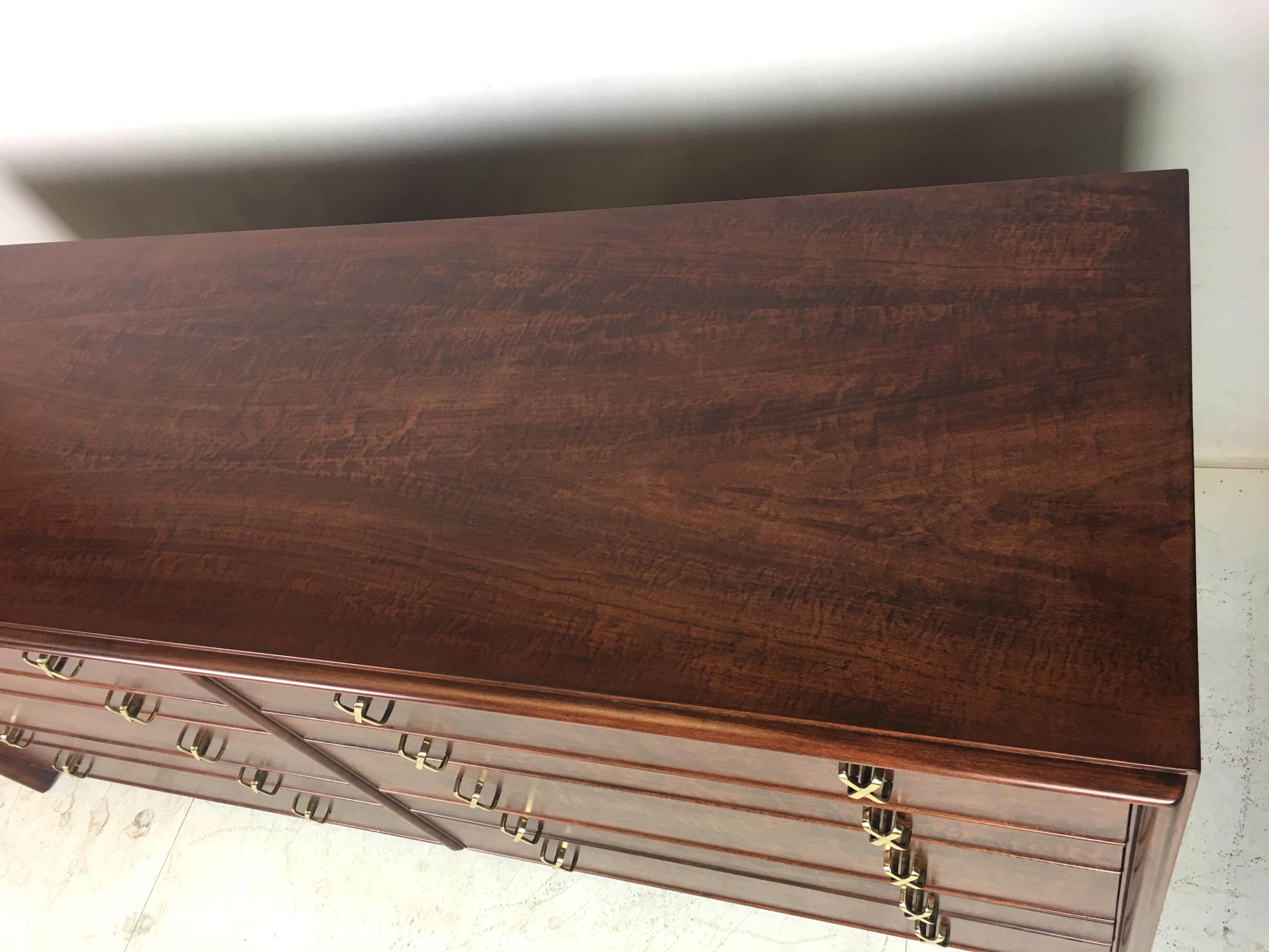 Polished Fantastic Curly Maple Dresser by Paul Frankl for Johnson Furniture