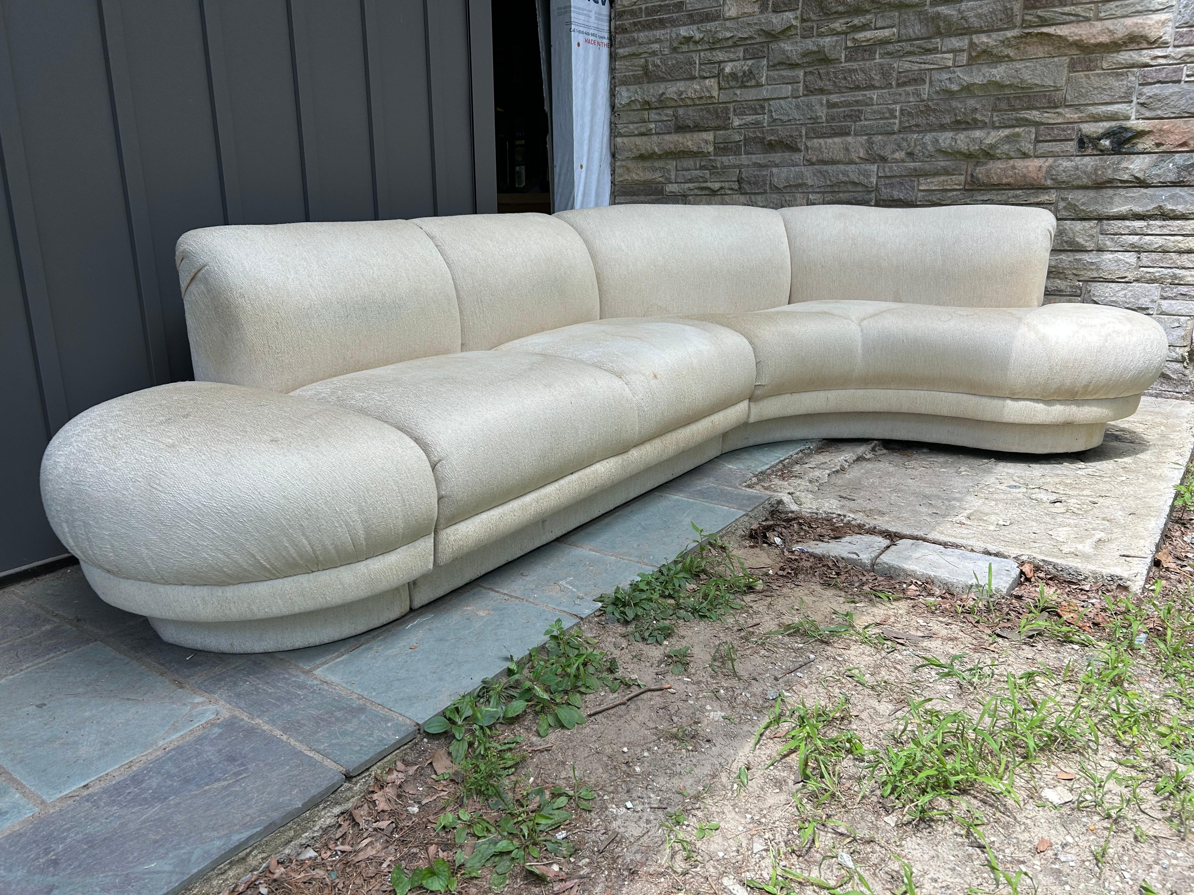 Fantastic Curved 3pc Weiman Modernist Cloud Form Sectional Sofa Mid-Century For Sale 8