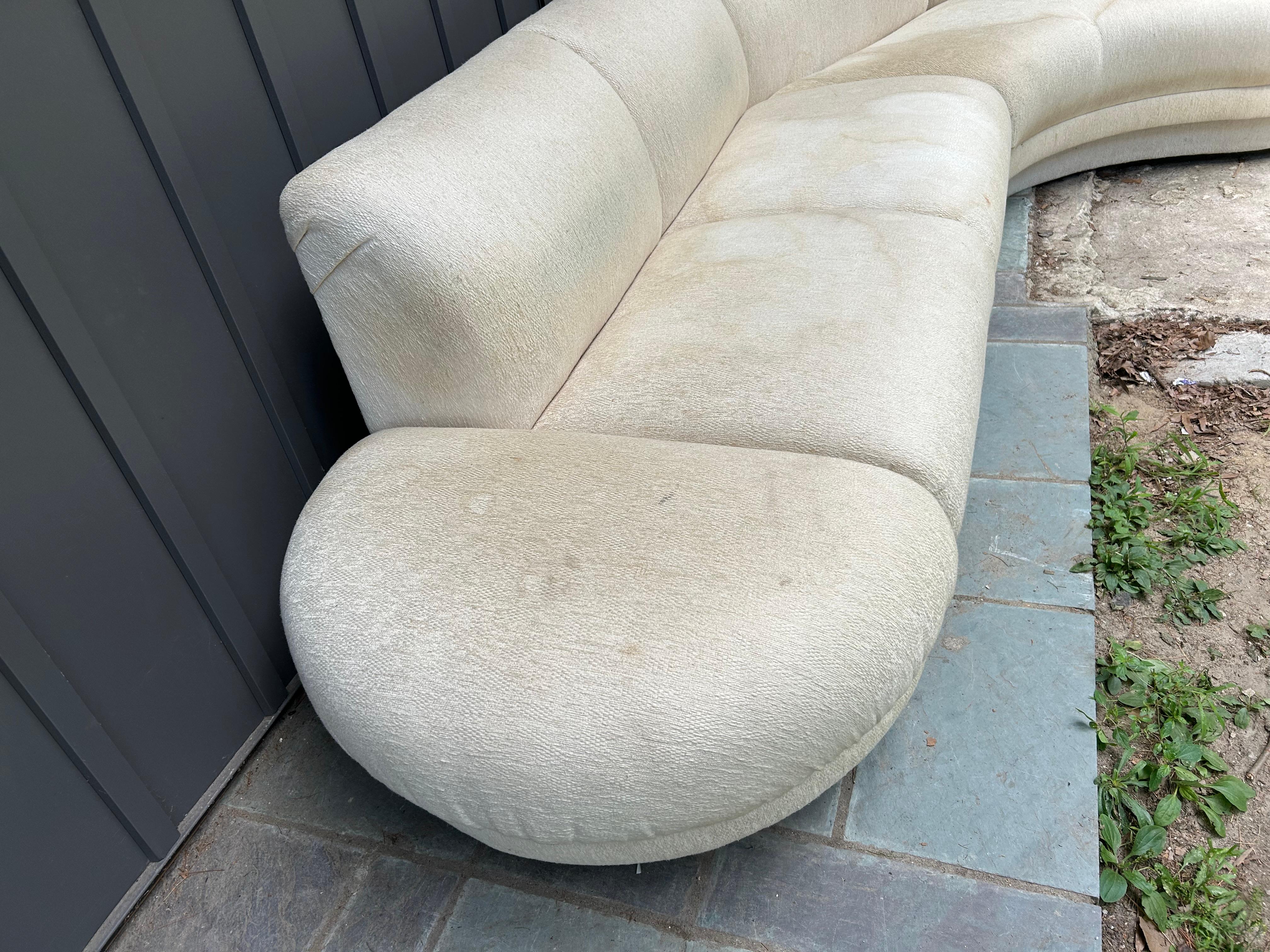 Mid-Century Modern Fantastic Curved 3pc Weiman Modernist Cloud Form Sectional Sofa Mid-Century For Sale